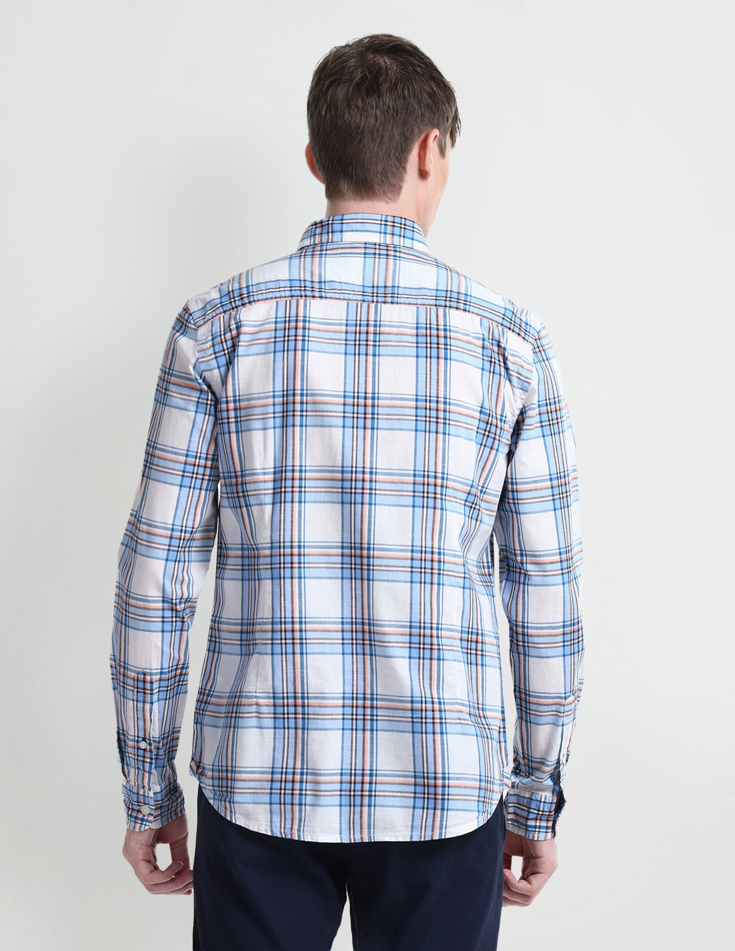 Dupplin Checked Slim Fit Shirt Blue - U.S. Polo Assn. India | Large