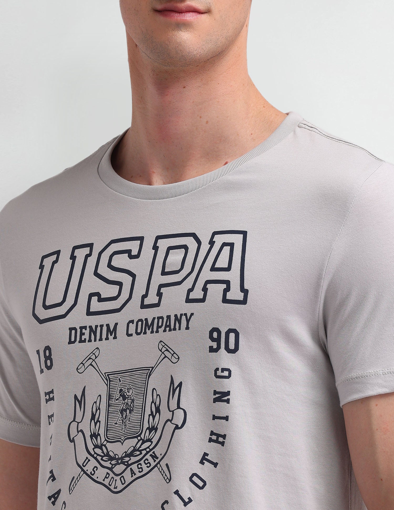 Graphic Printed Muscle Fit T-Shirt Dk Grey - U.S. Polo Assn. India | Large