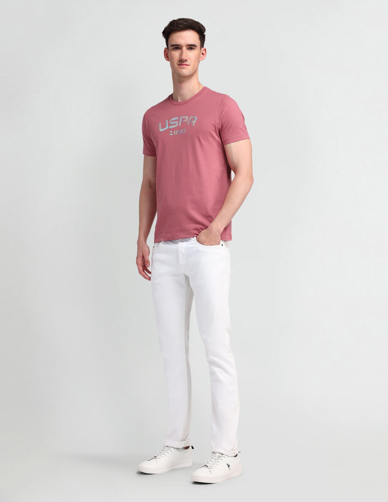 Brand Printed Muscle Fit T-Shirt Mauve Glow - U.S. Polo Assn. India | Large