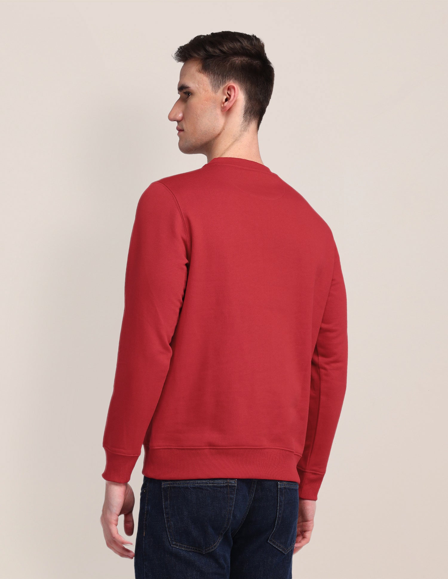 Crew Neck Brand Printed Sweatshirt Dark Red - U.S. Polo Assn. India | Large