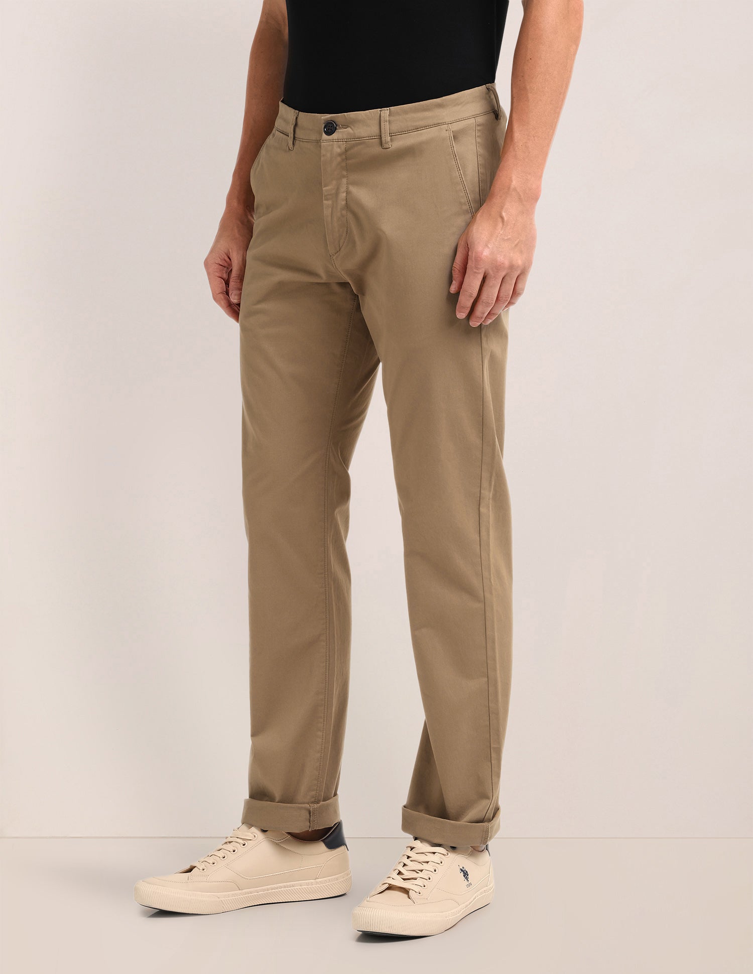 Riley Straight Fit Regular Trousers Khaki - U.S. POLO ASSN. | Large