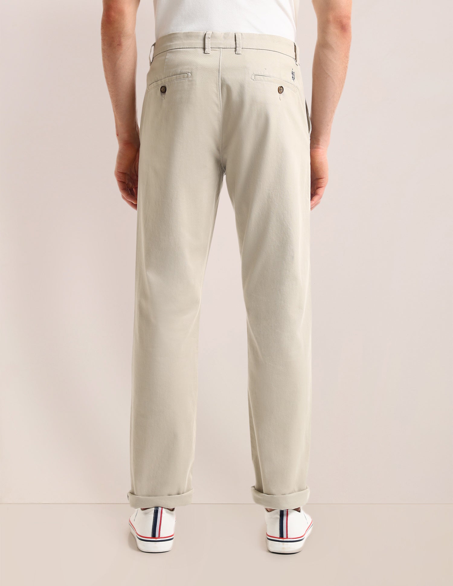 Riley Straight Fit Twill Trousers Beige - U.S. POLO ASSN. | Large