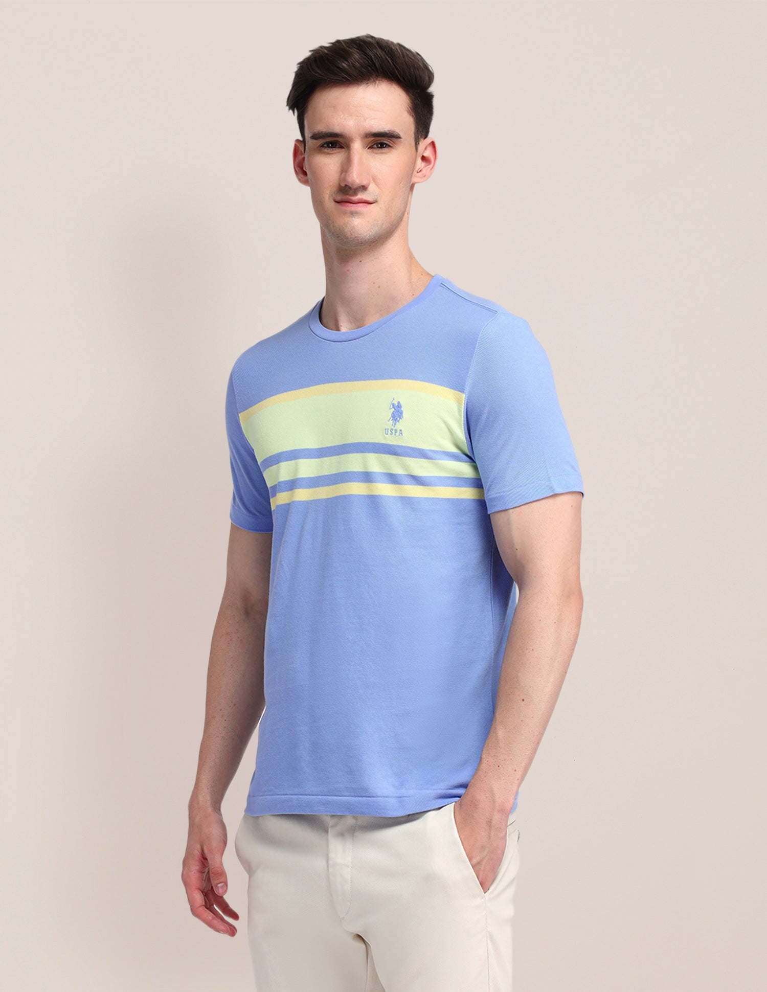 Horizontal Striped Cotton T-Shirt Blue - U.S. Polo Assn. India | Large