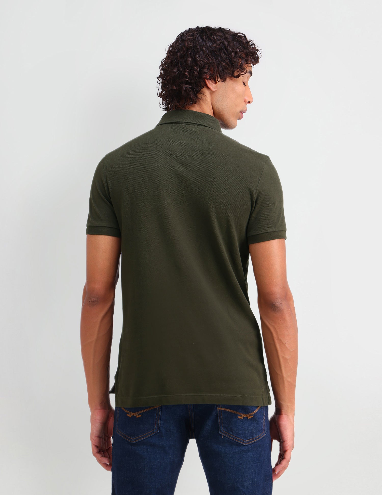 Graphic Printed Muscle Fit Polo Shirt Olive Branch - U.S. Polo Assn. India | Large