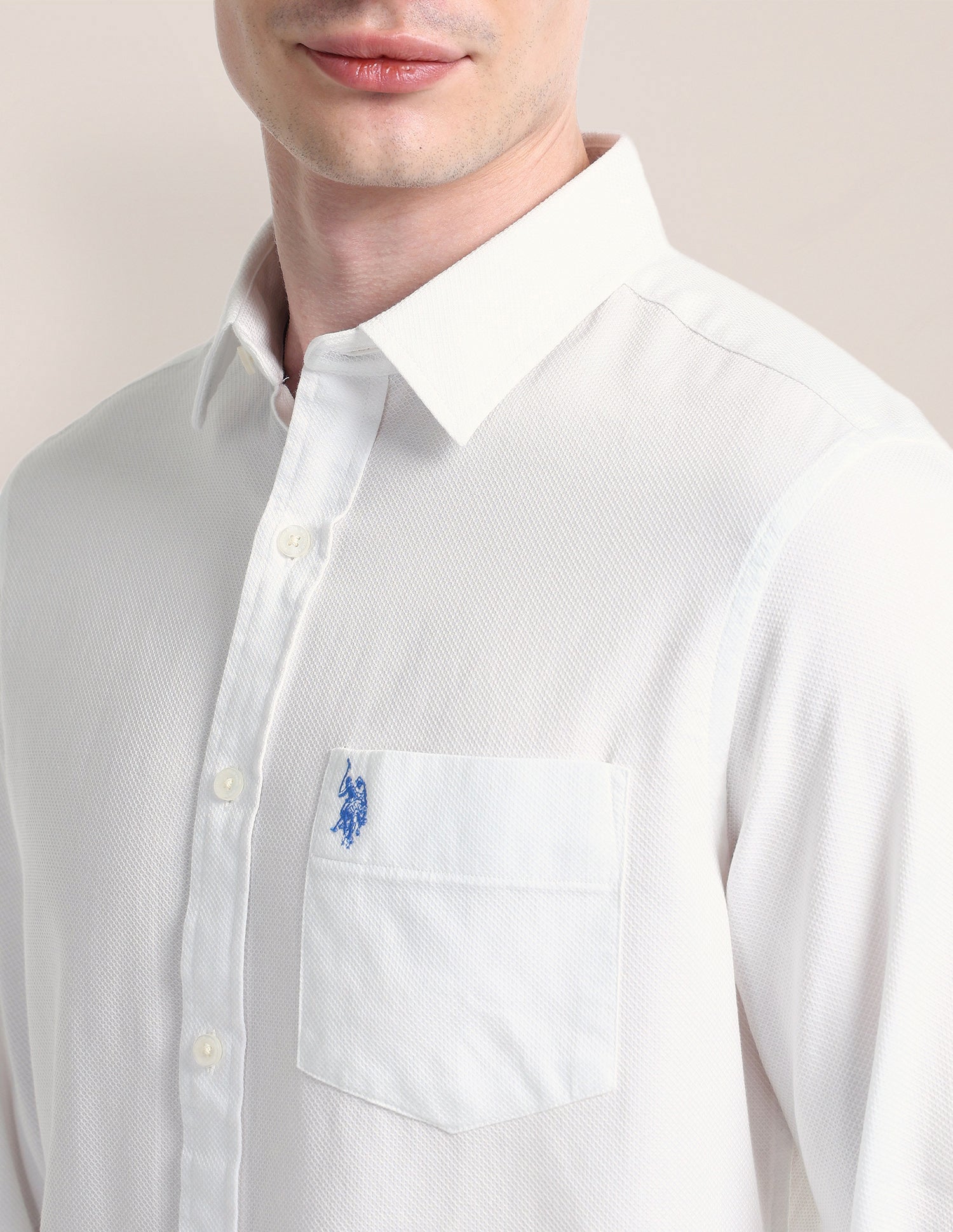 Solid Slim Fit Shirt White - U.S. Polo Assn. India | Large