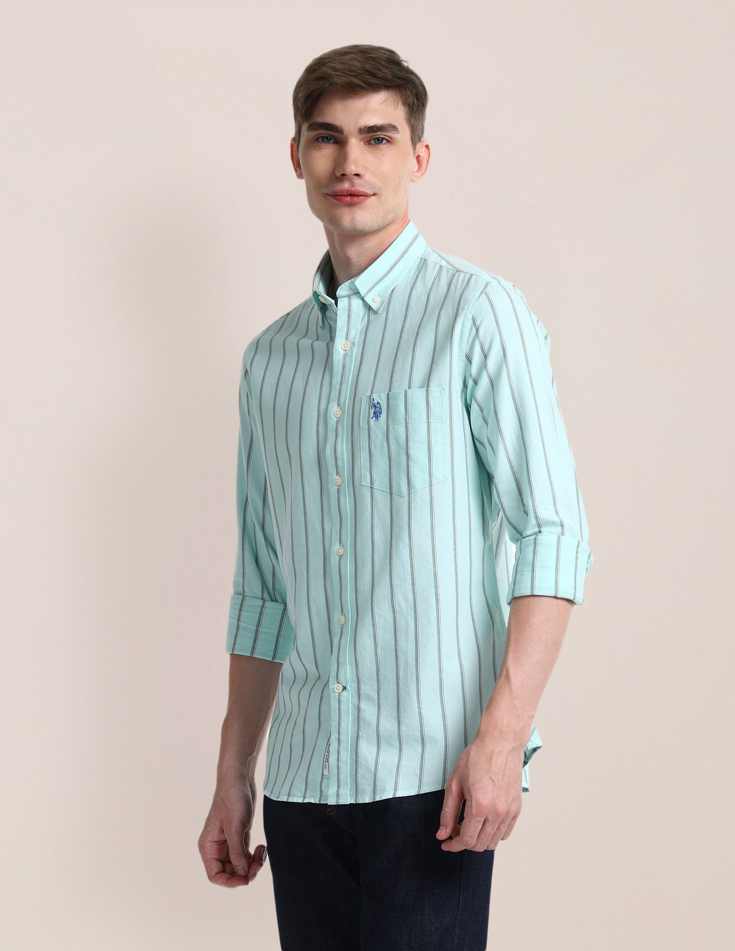 Vertical Striped Regular Fit Shirt Aquamarine - U.S. POLO ASSN. | Large