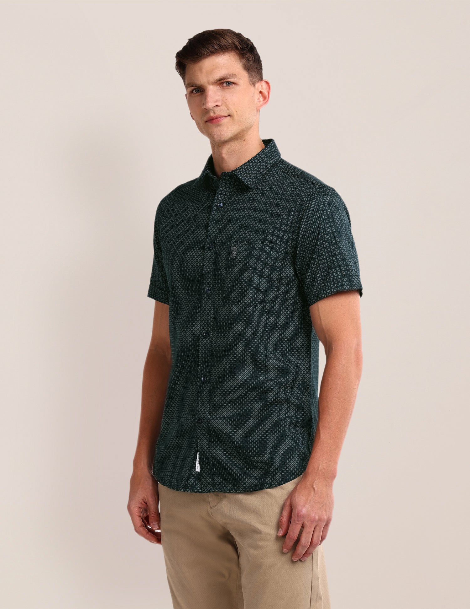 All-over Regular Fit Shirt Dark-Green - U.S. Polo Assn. India | Large