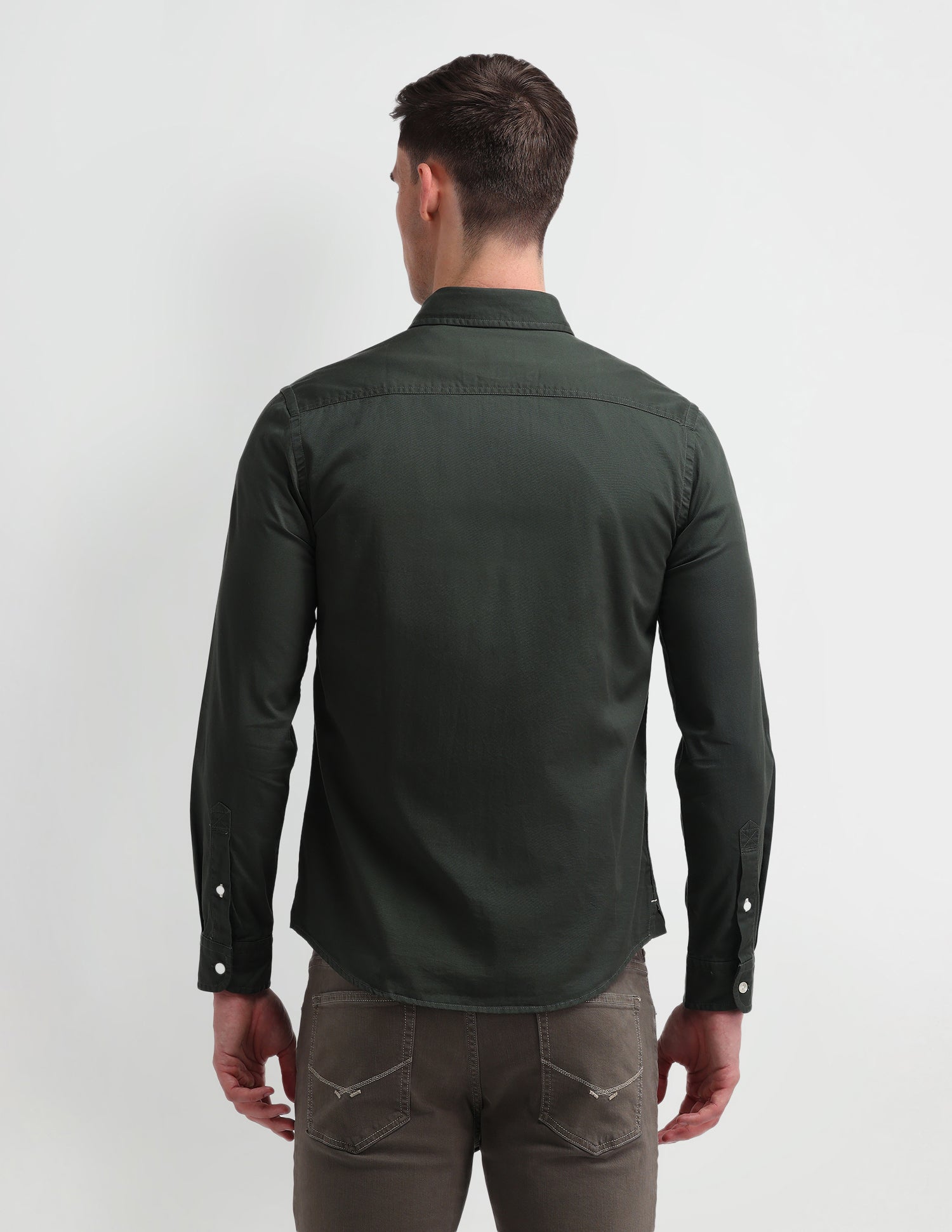 Solid Slim Fit Shirt Green - U.S. Polo Assn. India | Large