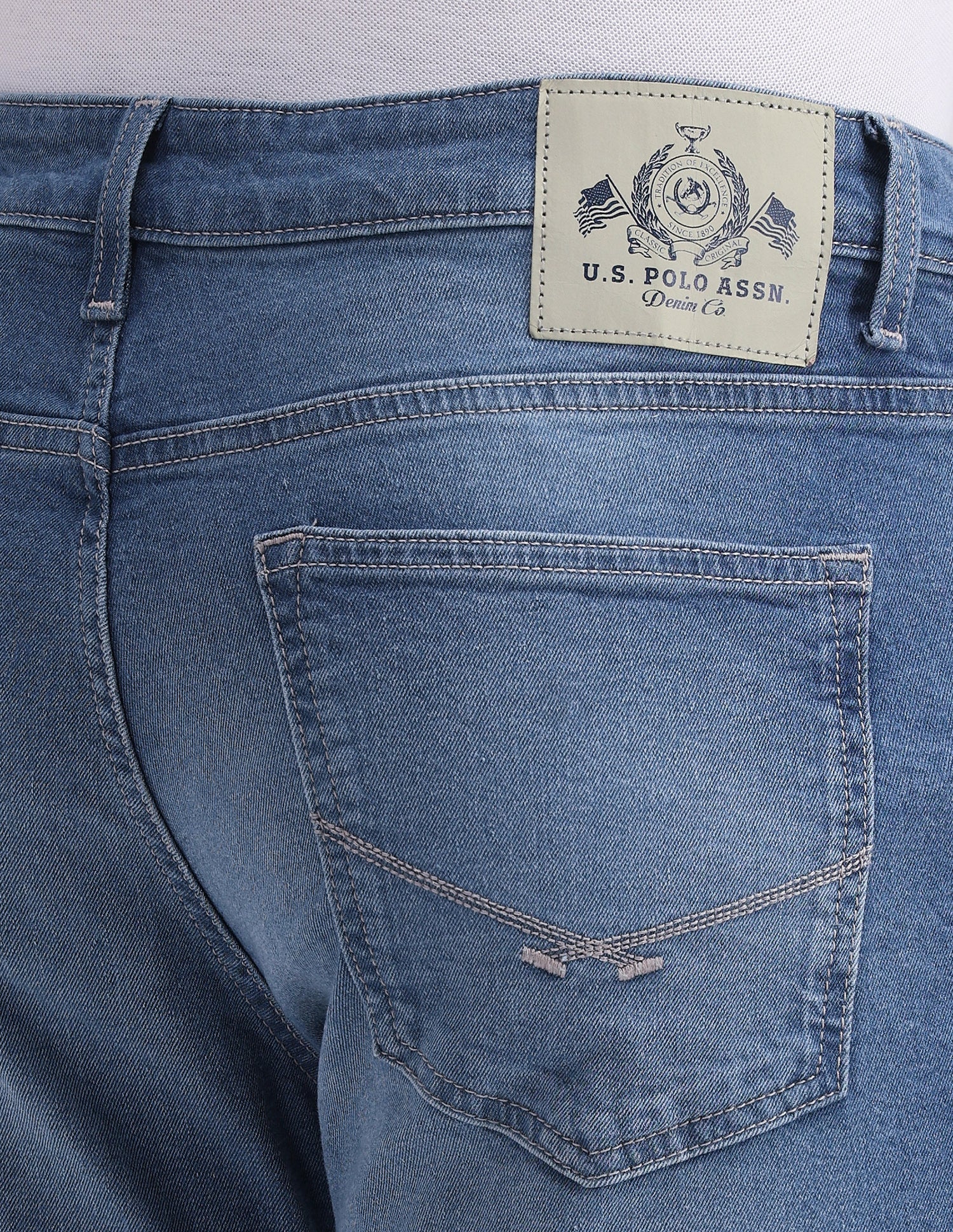 Brandon Slim Fit Tapered Blue Jeans Blue - U.S. Polo Assn. India | Large