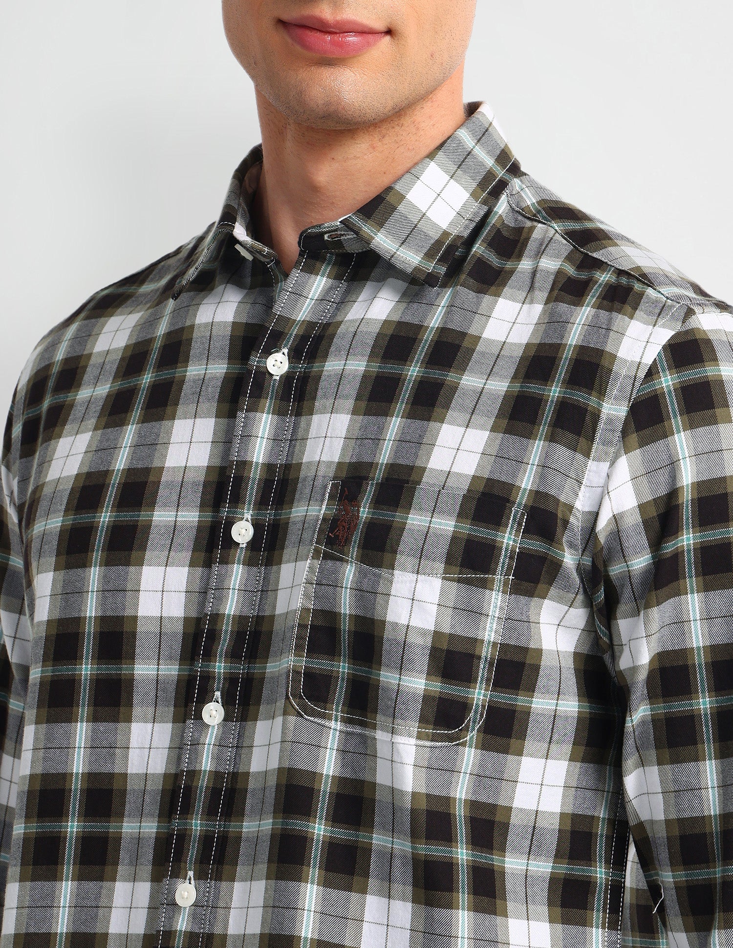 Plaid Checked Slim Fit Shirt Dark-Brown - U.S. Polo Assn. India | Large