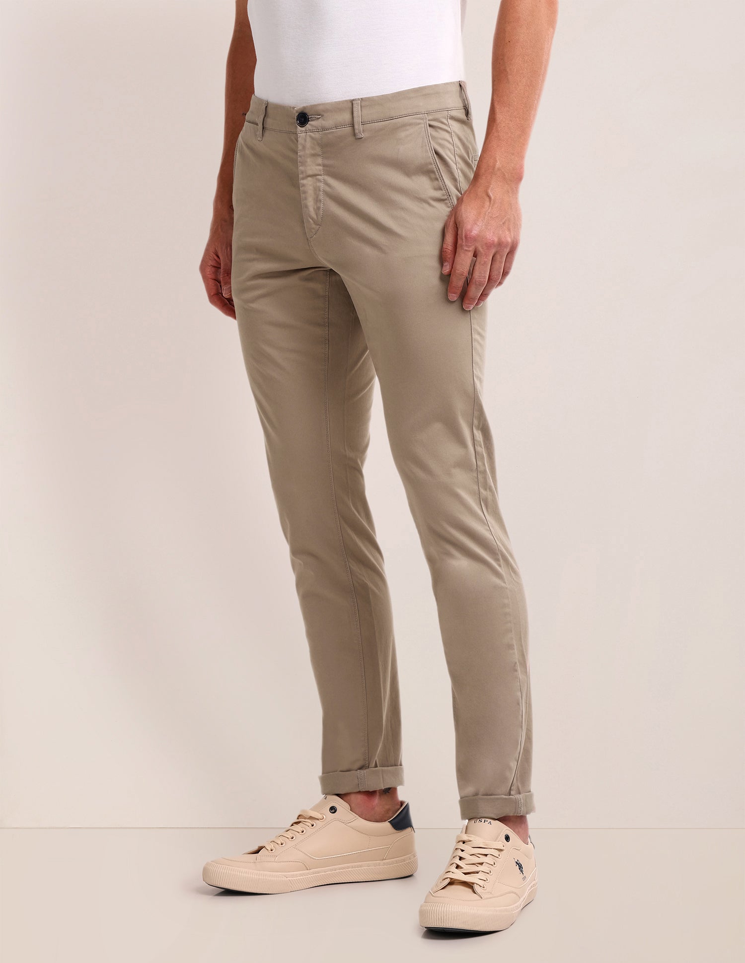 Denver Slim Fit Regular Trousers Taupe - U.S. POLO ASSN. | Large