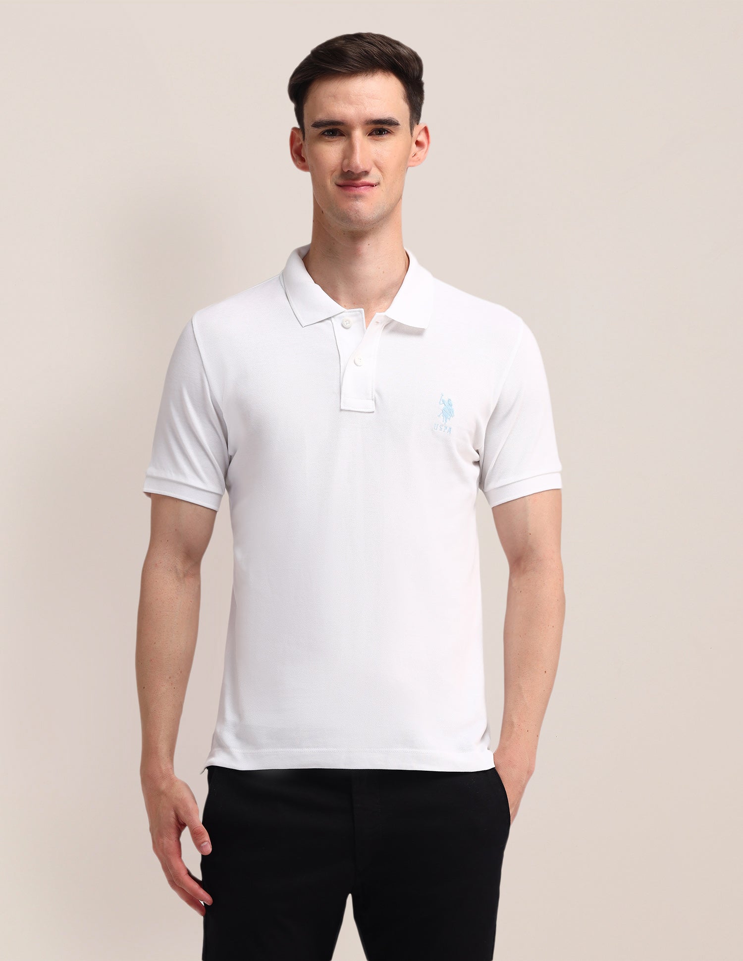 Solid Slim Fit Polo Shirt White - U.S. Polo Assn. India | Large