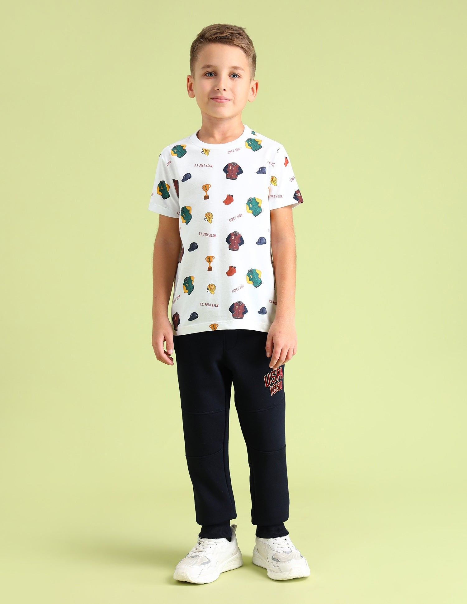 Boys Crew Neck Graphic Printed T-Shirt Ivory - U.S. Polo Assn. India | Large