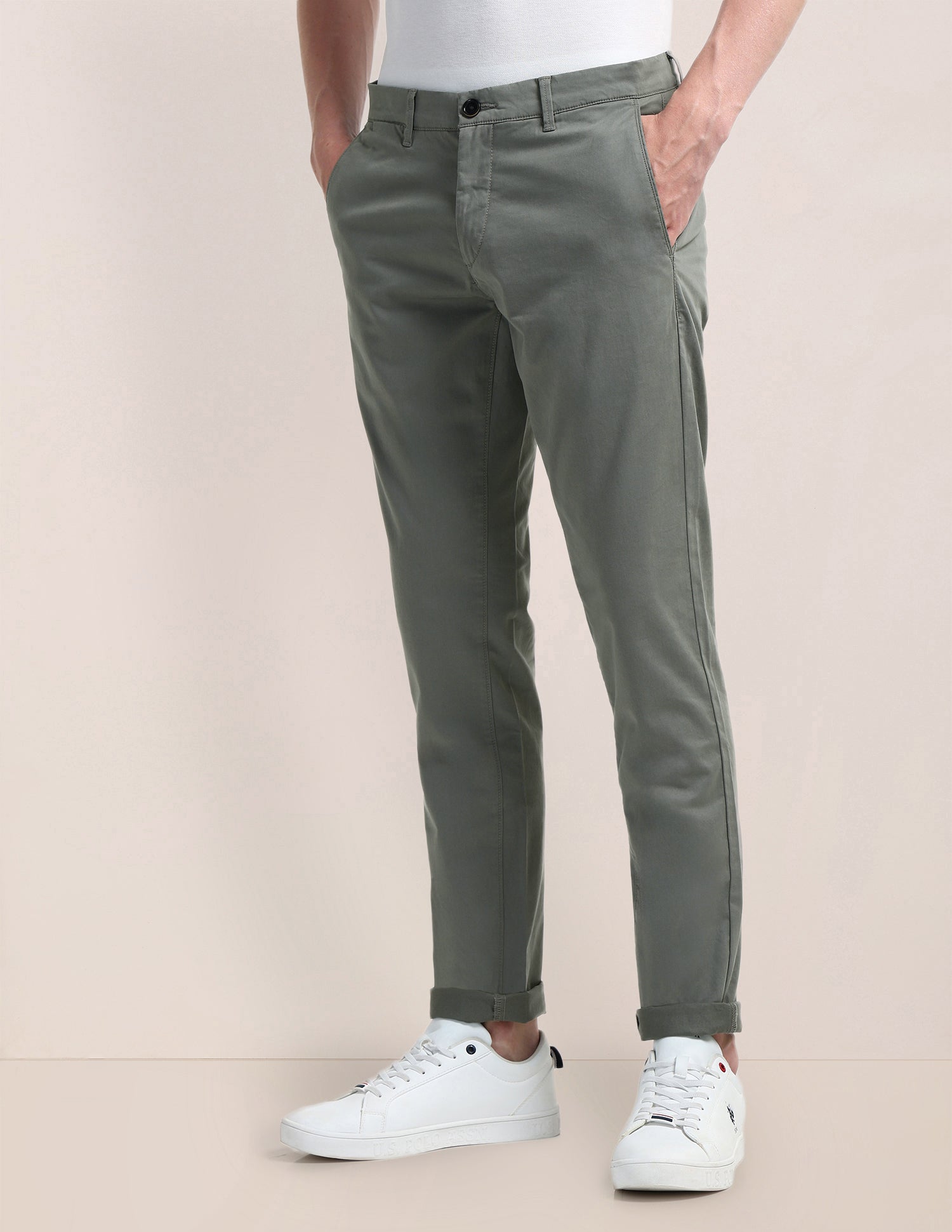 Denver Slim Fit Regular Trousers Grey - U.S. POLO ASSN. | Large