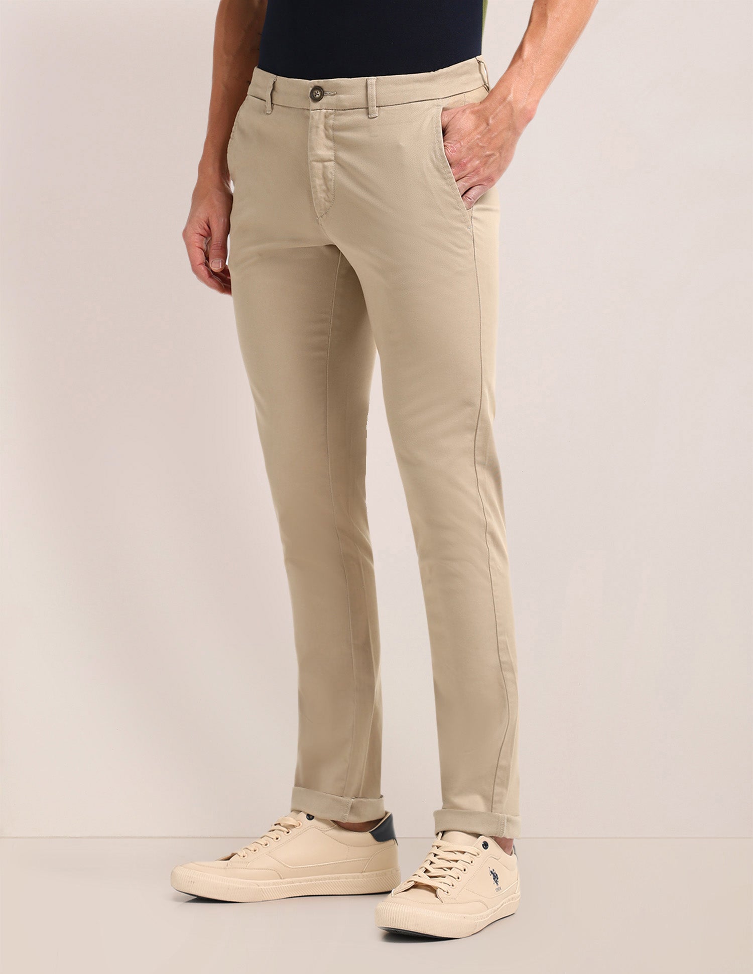 Denver Slim Fit Regular Trousers Khaki - U.S. POLO ASSN. | Large