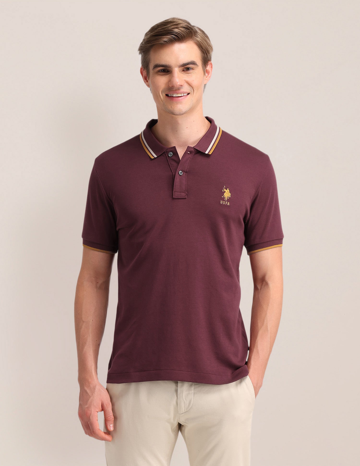 Solid Slim Fit Polo Shirt Violet - U.S. POLO ASSN. | Large