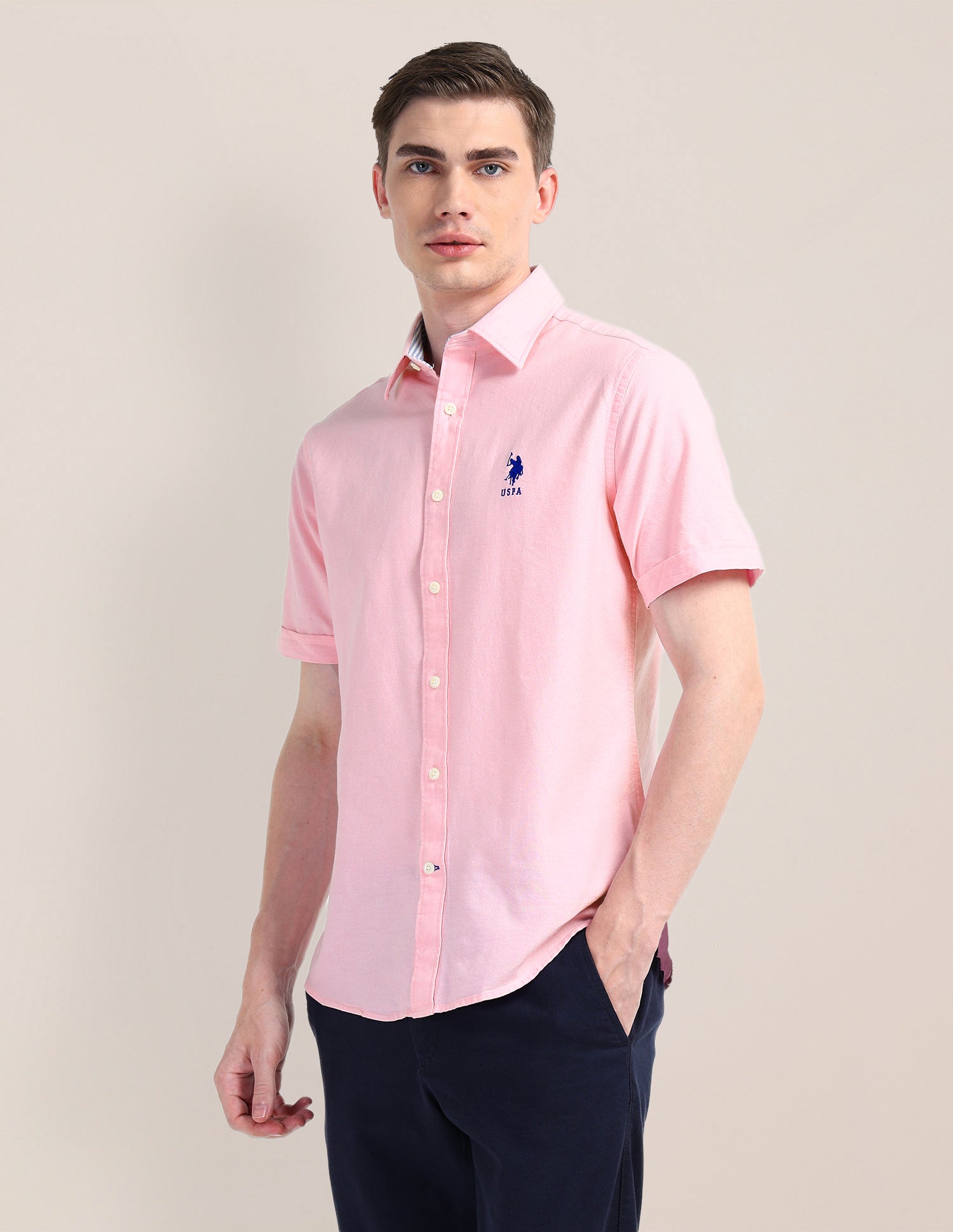 Solid Regular Fit Shirt Light-Pink - U.S. POLO ASSN. | Large