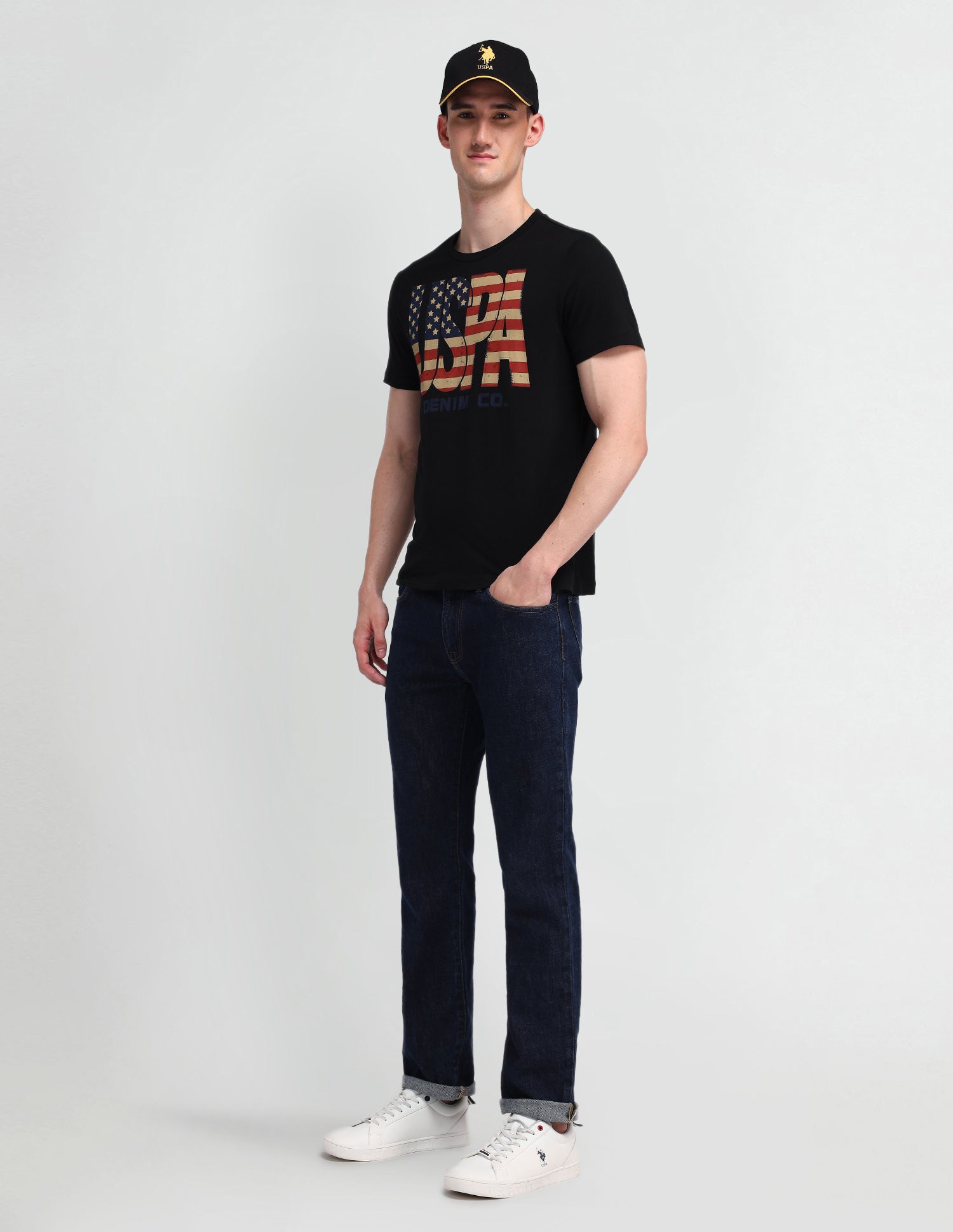 Graphic Printed Muscle Fit T-Shirt Uspa Black - U.S. Polo Assn. India | Large