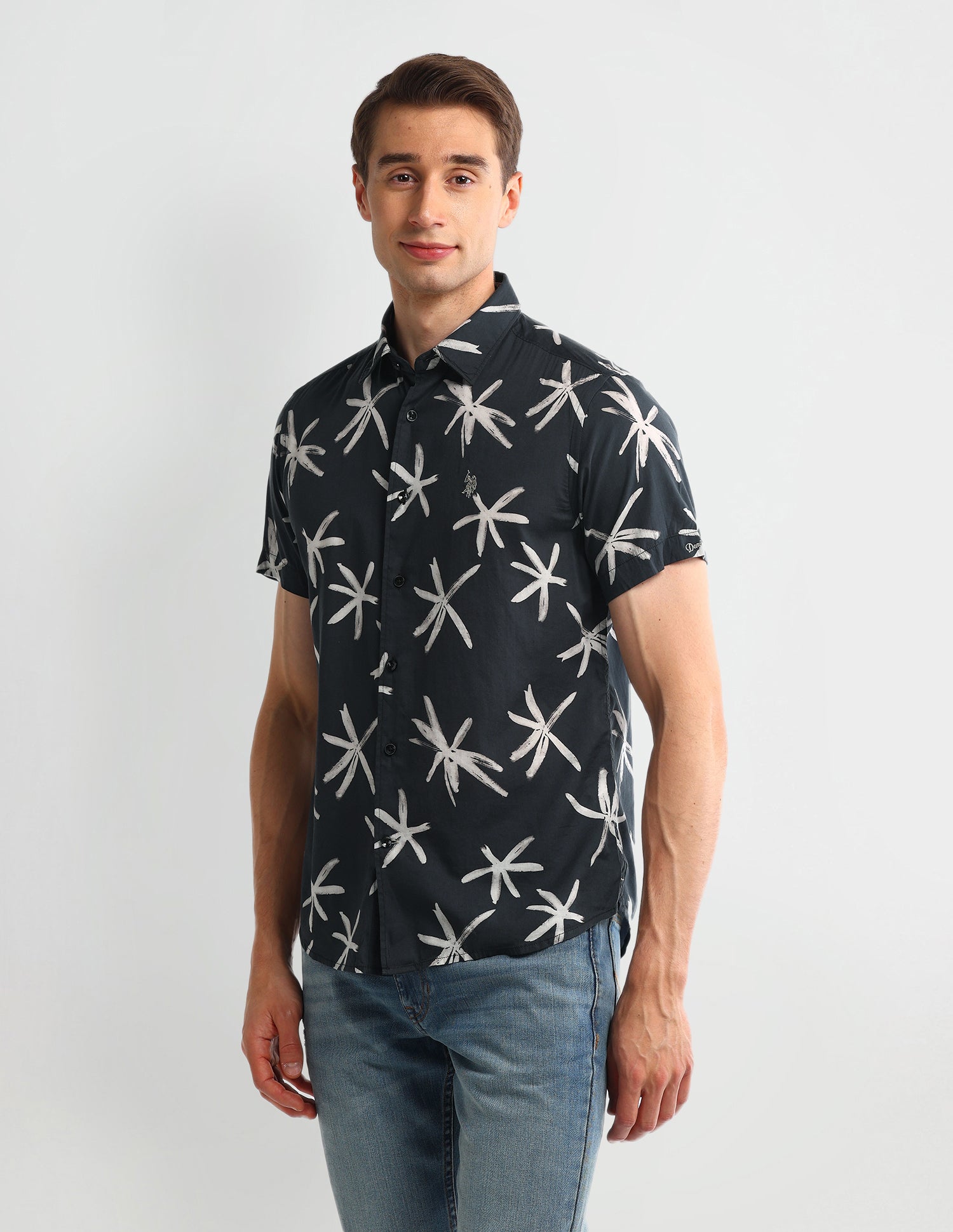 Abstract Slim Fit Shirt Black - U.S. Polo Assn. India | Large