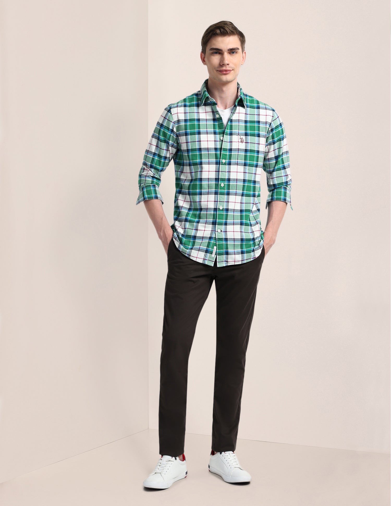 Plaid Checked Regular Fit Shirt Green - U.S. Polo Assn. India | Large