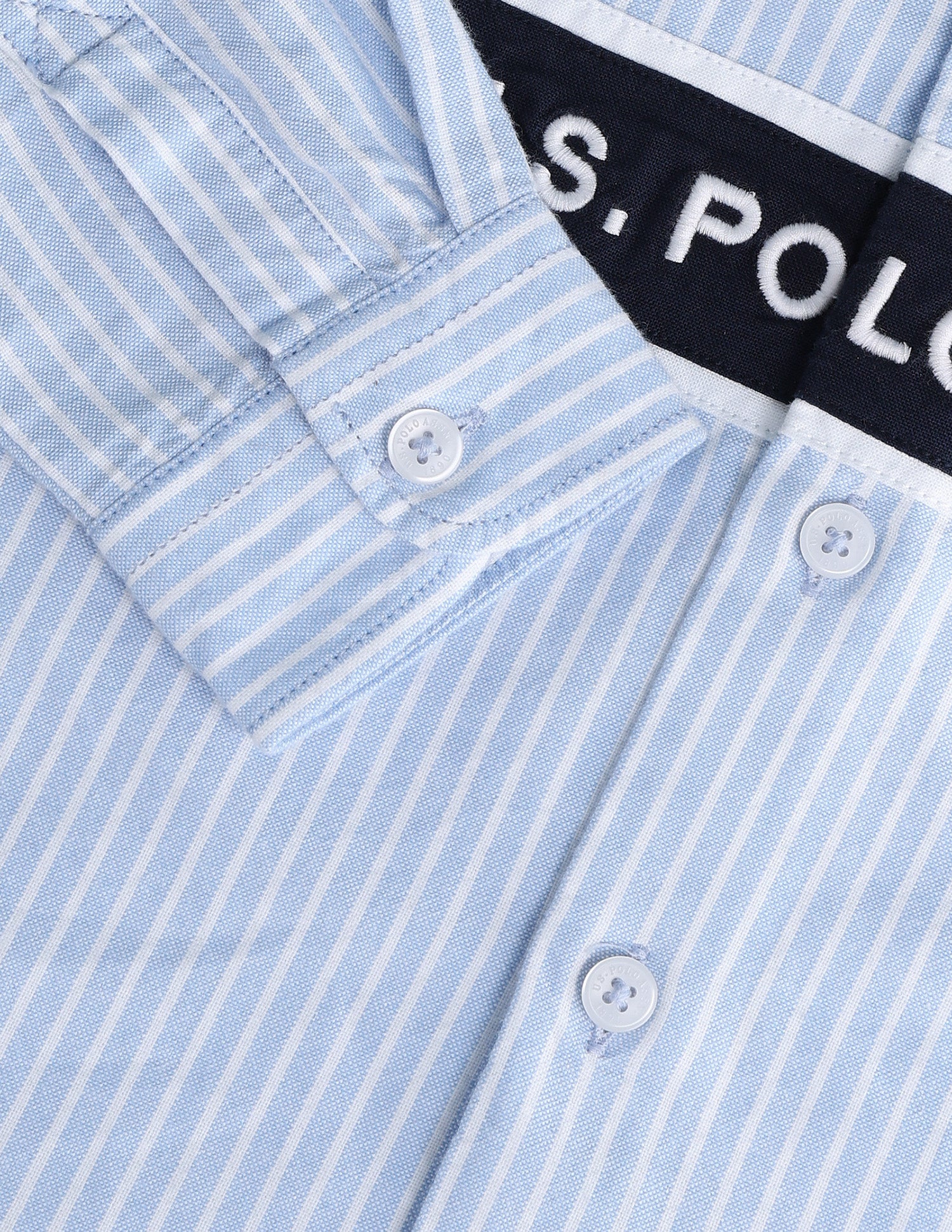 Boys Regular Fit Vertical StripedShirt Light Blue - U.S. Polo Assn. India | Large