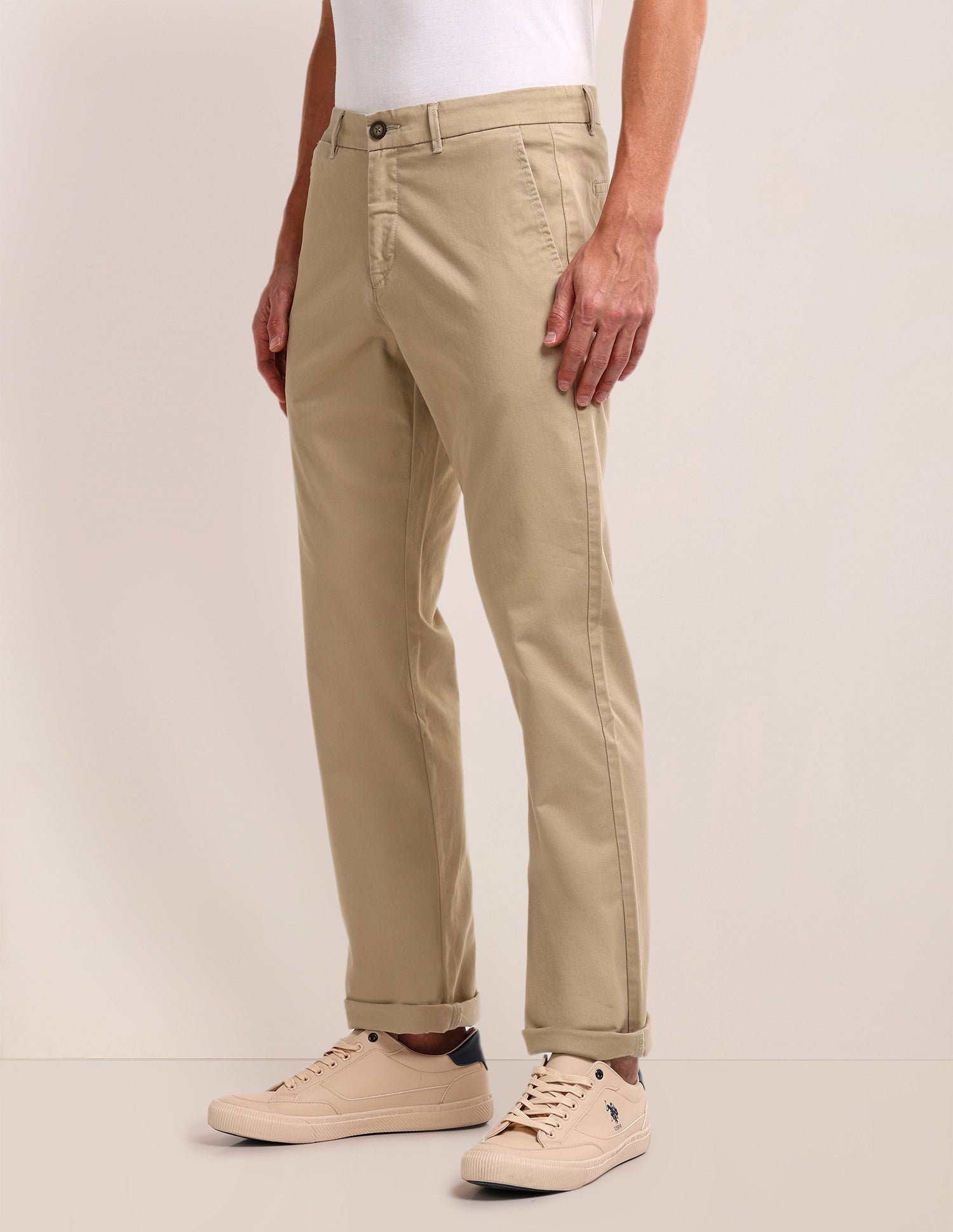 Riley Straight Fit Twill Trousers Khaki - U.S. POLO ASSN. | Large