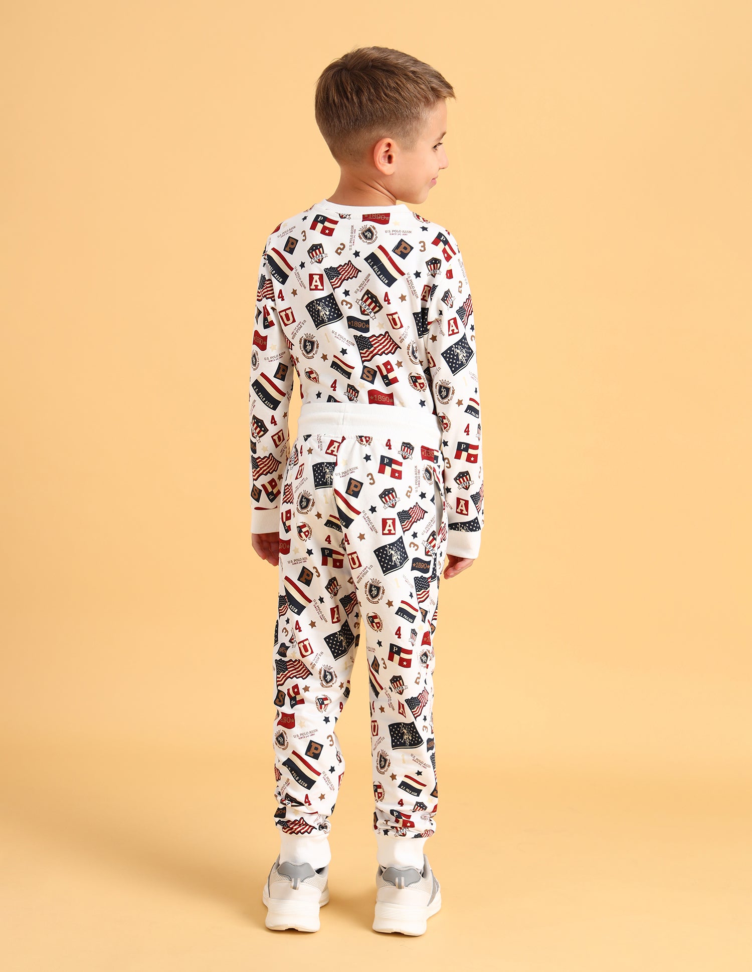 Boys Mid Rise Cotton Track Pants Ecru - U.S. Polo Assn. India | Large