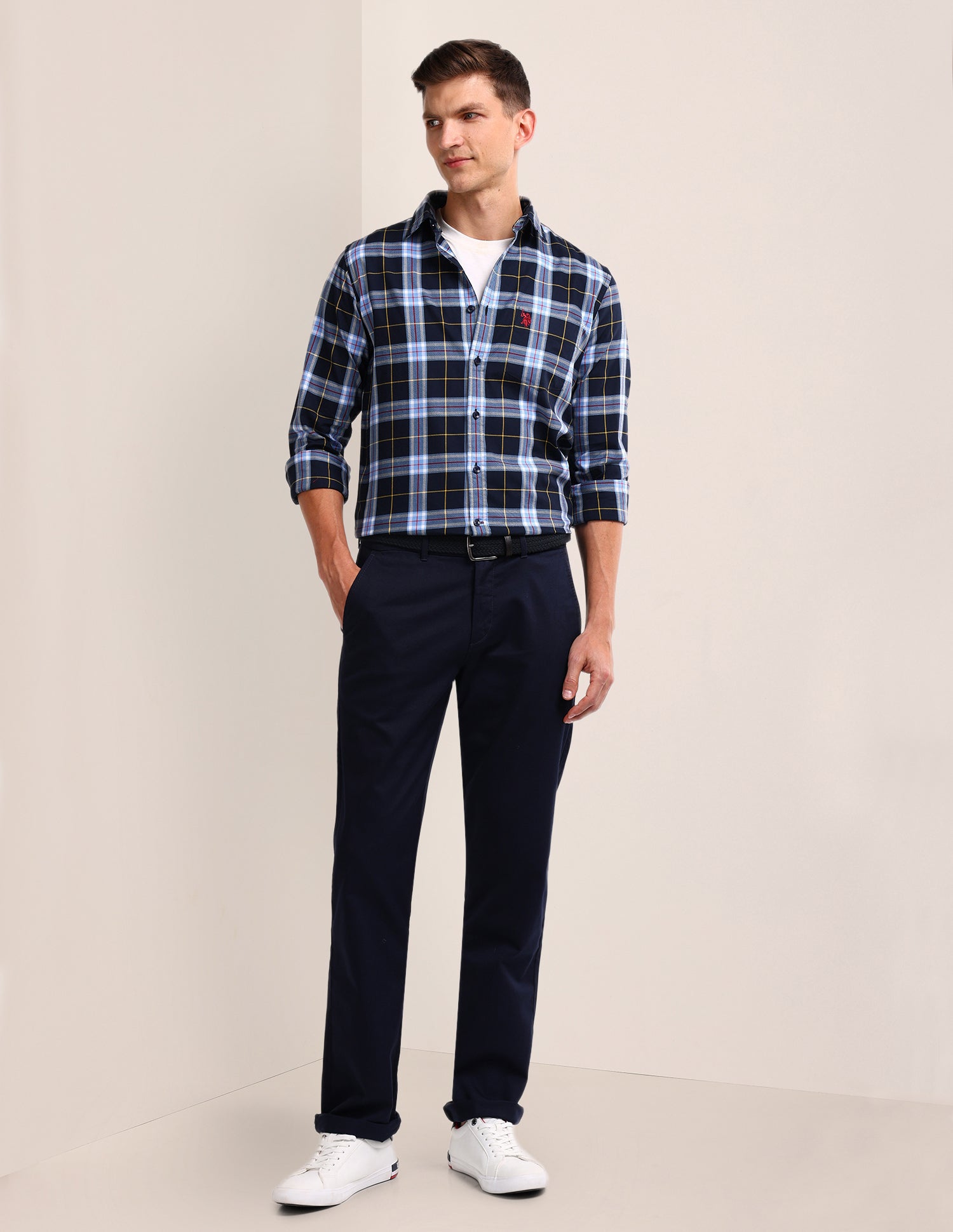 Plaid Checked Regular Fit Shirt Navy - U.S. Polo Assn. India | Large