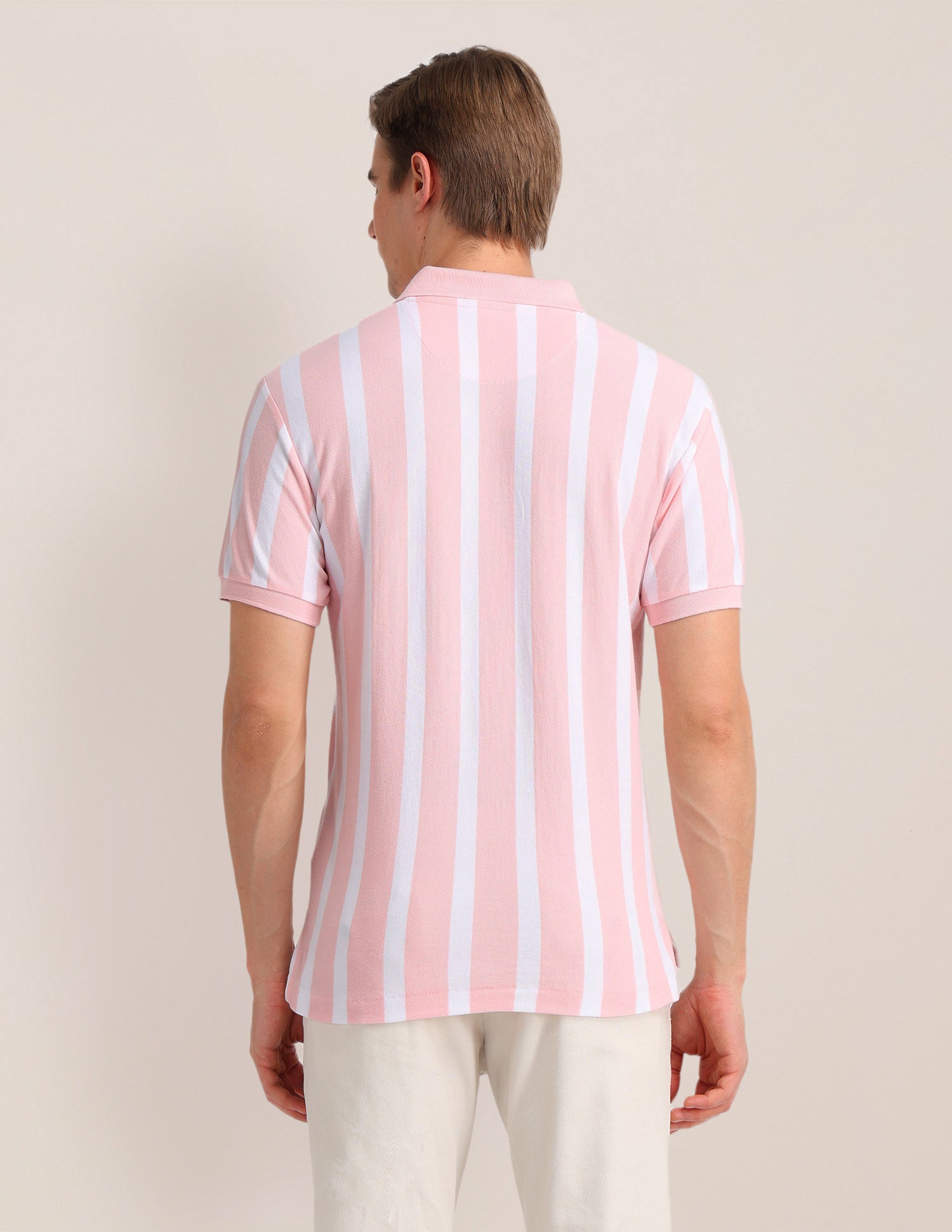 Vertical Striped Slim Fit Polo Shirt Light Pink - U.S. POLO ASSN. | Large