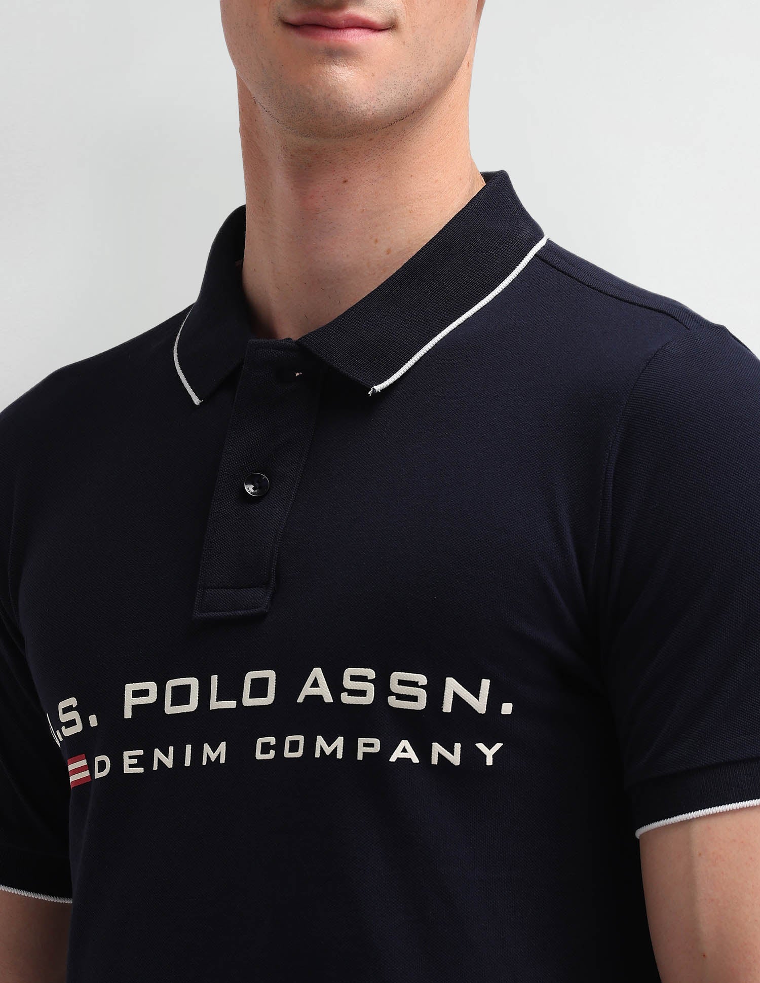 Brand Printed Cotton Polo Shirt Uspa Navy - U.S. Polo Assn. India | Large