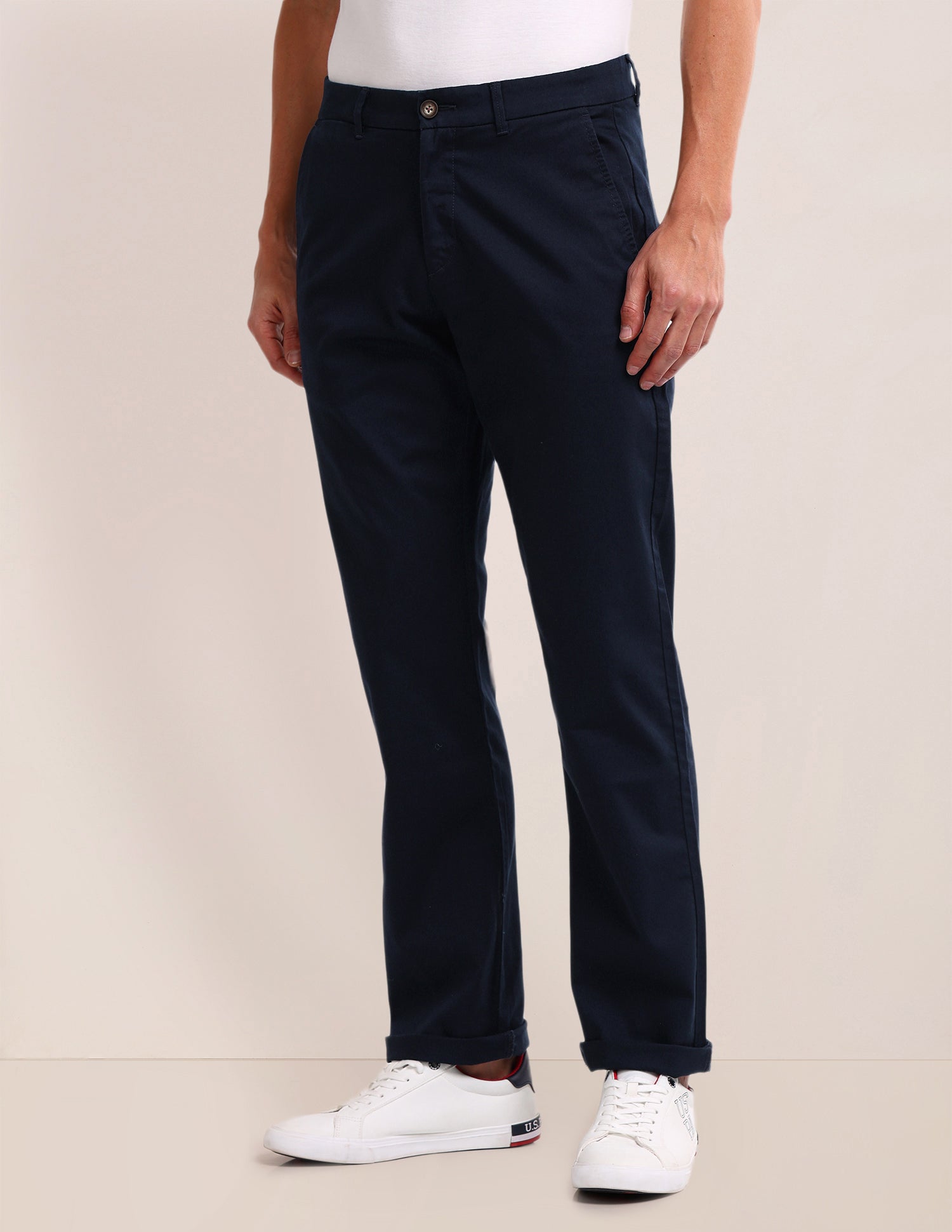 Riley Straight Fit Twill Trousers Navy - U.S. POLO ASSN. | Large