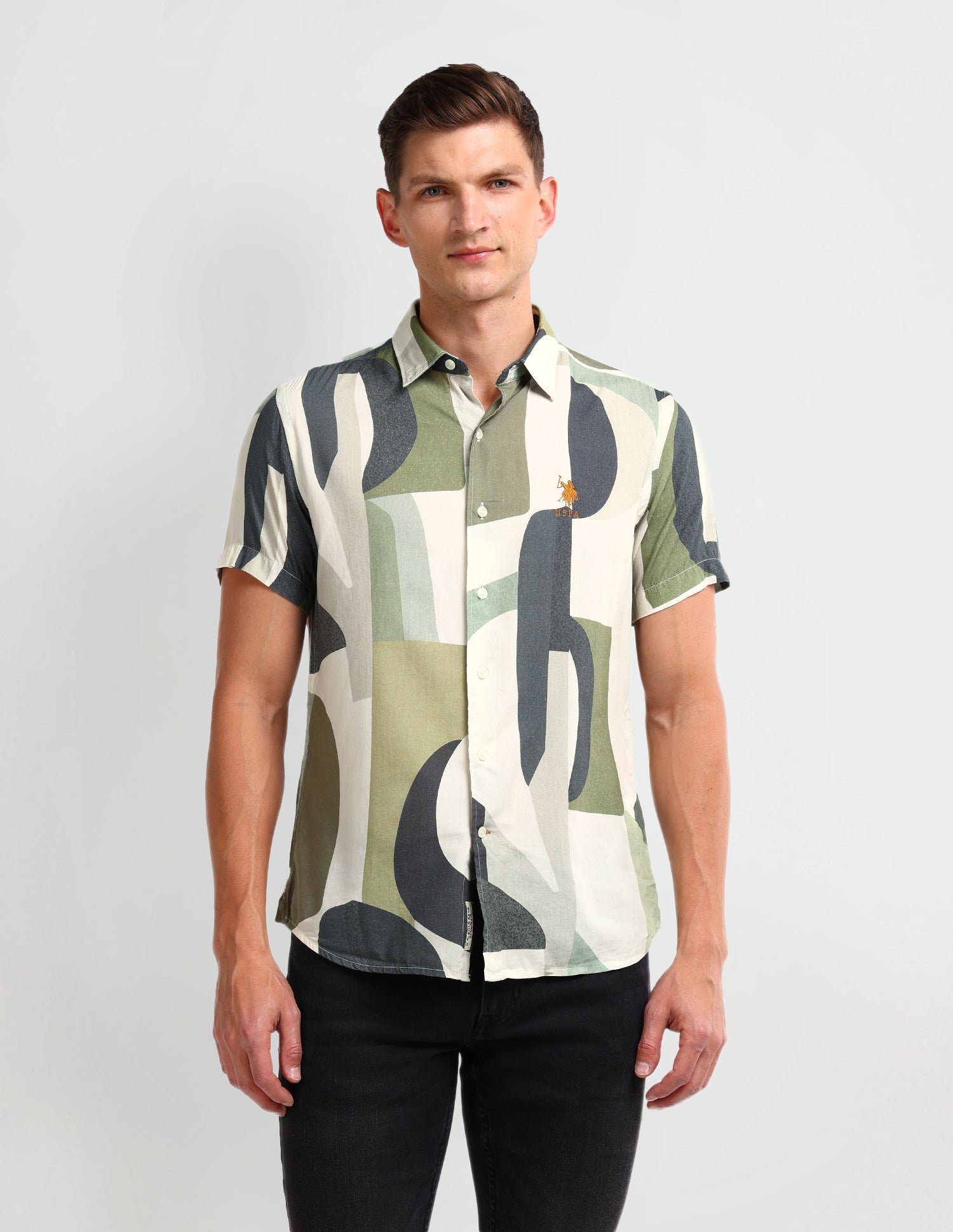 Abstract Slim Fit Shirt Green - U.S. POLO ASSN. | Large