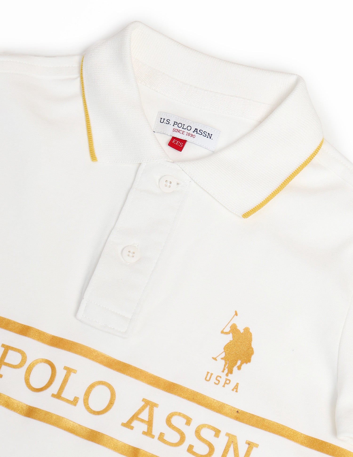 Boys Brand Printed Cotton Polo Shirt White - U.S. POLO ASSN. | Large