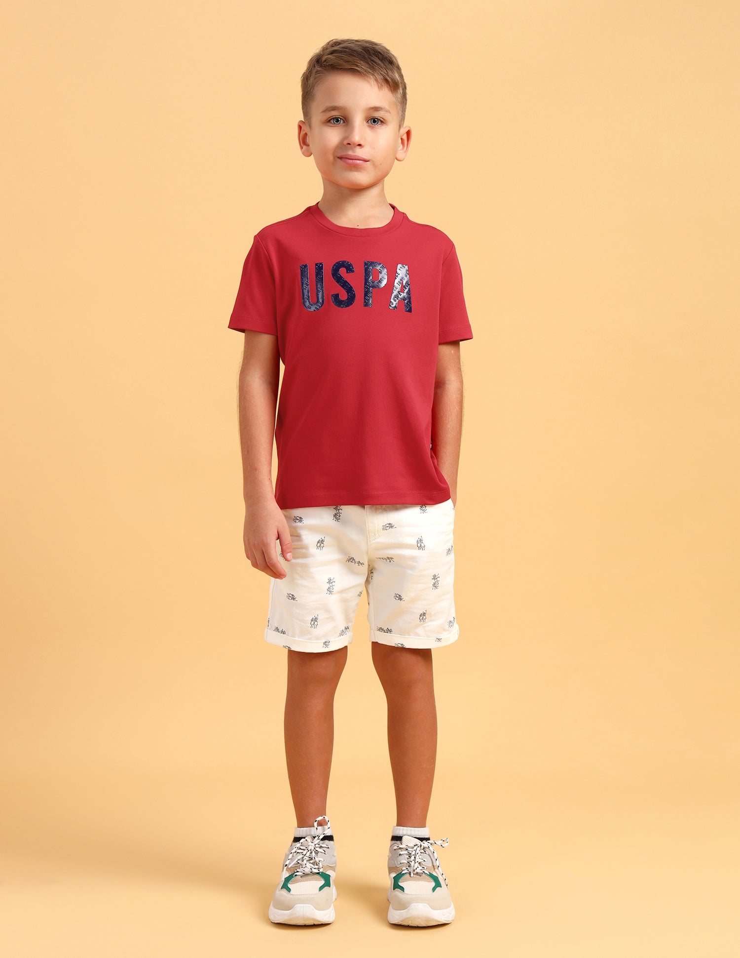 Boys Crew Neck Brand Printed T-Shirt True Red - U.S. Polo Assn. India | Large