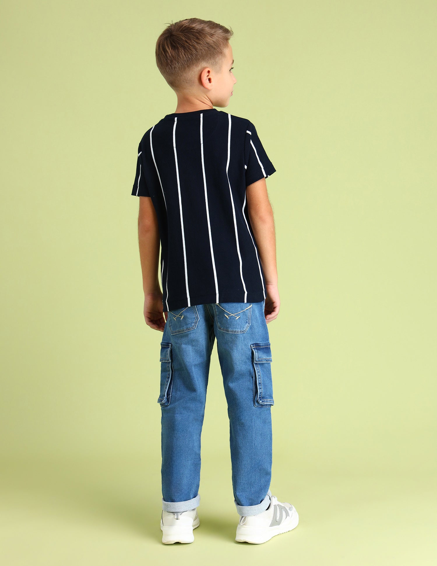 Boys Crew Neck Vertical Striped T-Shirt Multi - U.S. Polo Assn. India | Large