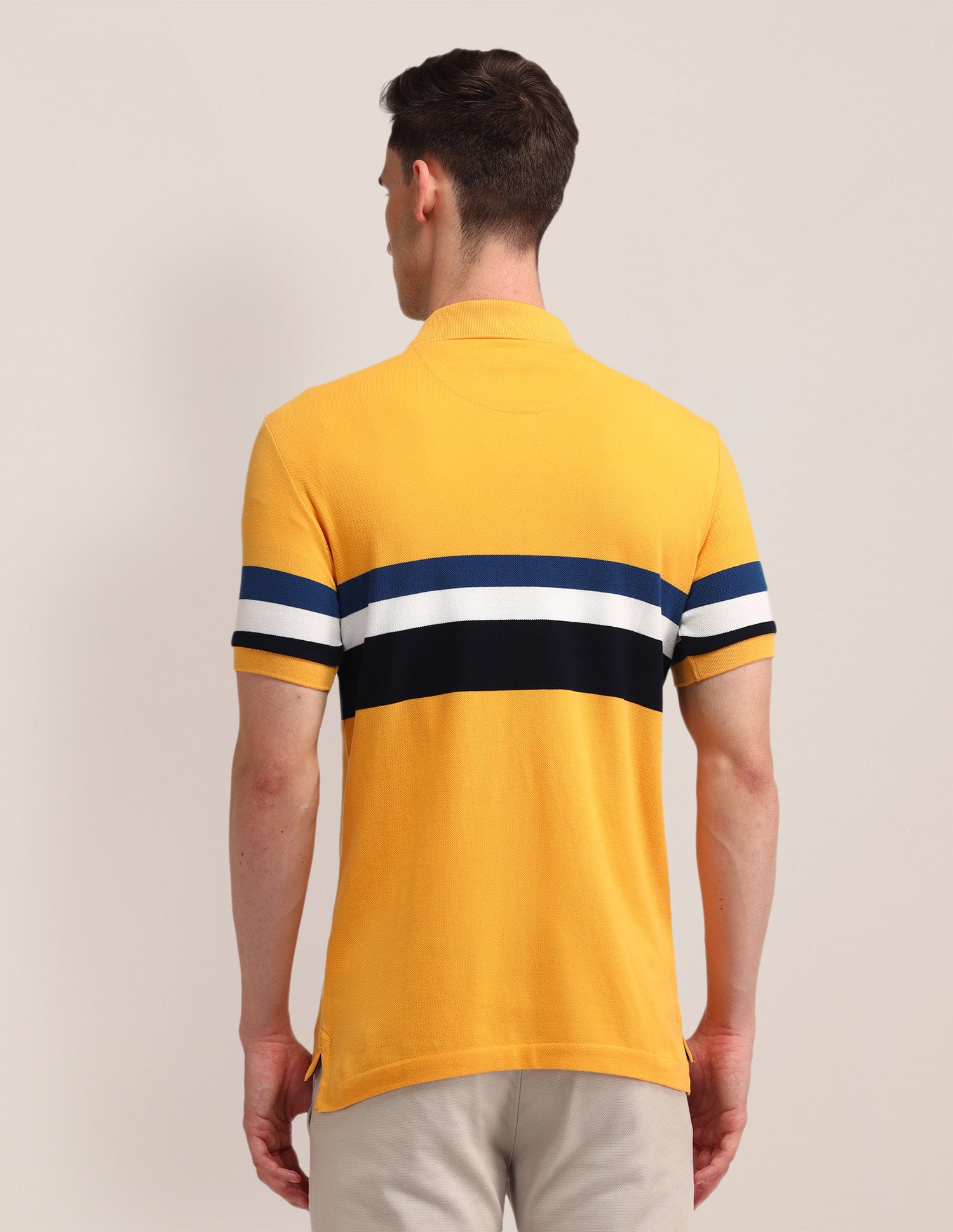 Horizontal Striped Slim Fit Polo Shirt Yellow - U.S. Polo Assn. India | Large
