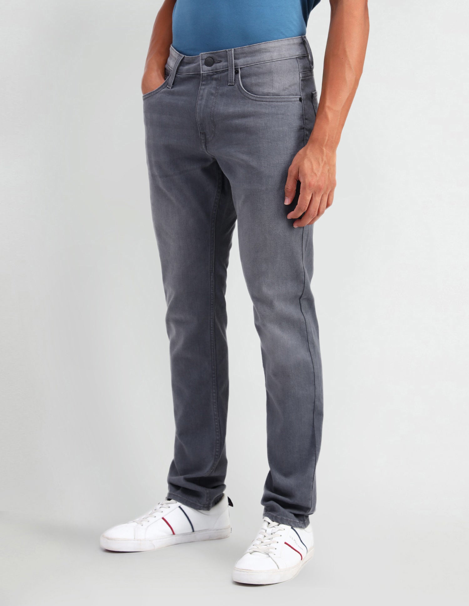 Brandon Slim Tapered Fit Grey Jeans Grey - U.S. Polo Assn. India | Large
