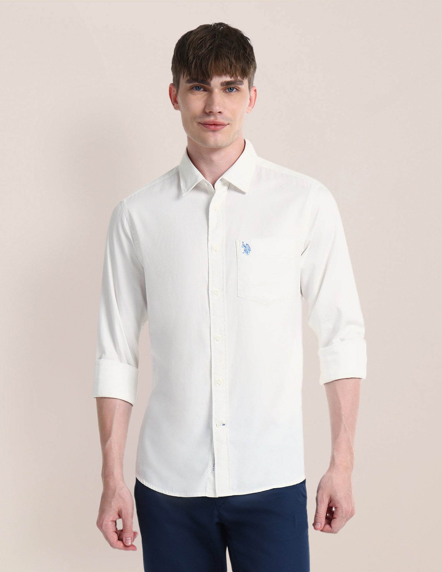 Solid Slim Fit Shirt White - U.S. POLO ASSN. | Large