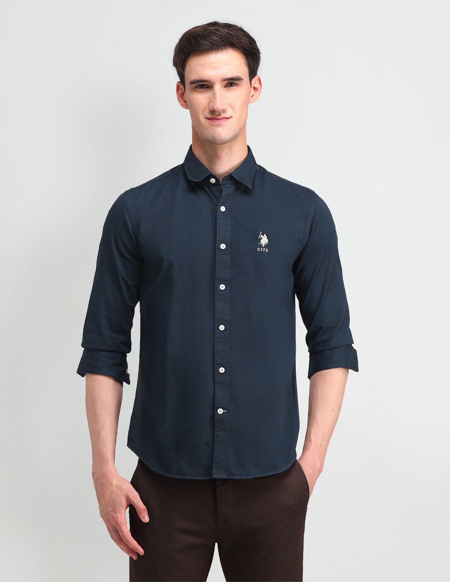 Slim Fit Cotton Shirt Navy - U.S. POLO ASSN. | Large