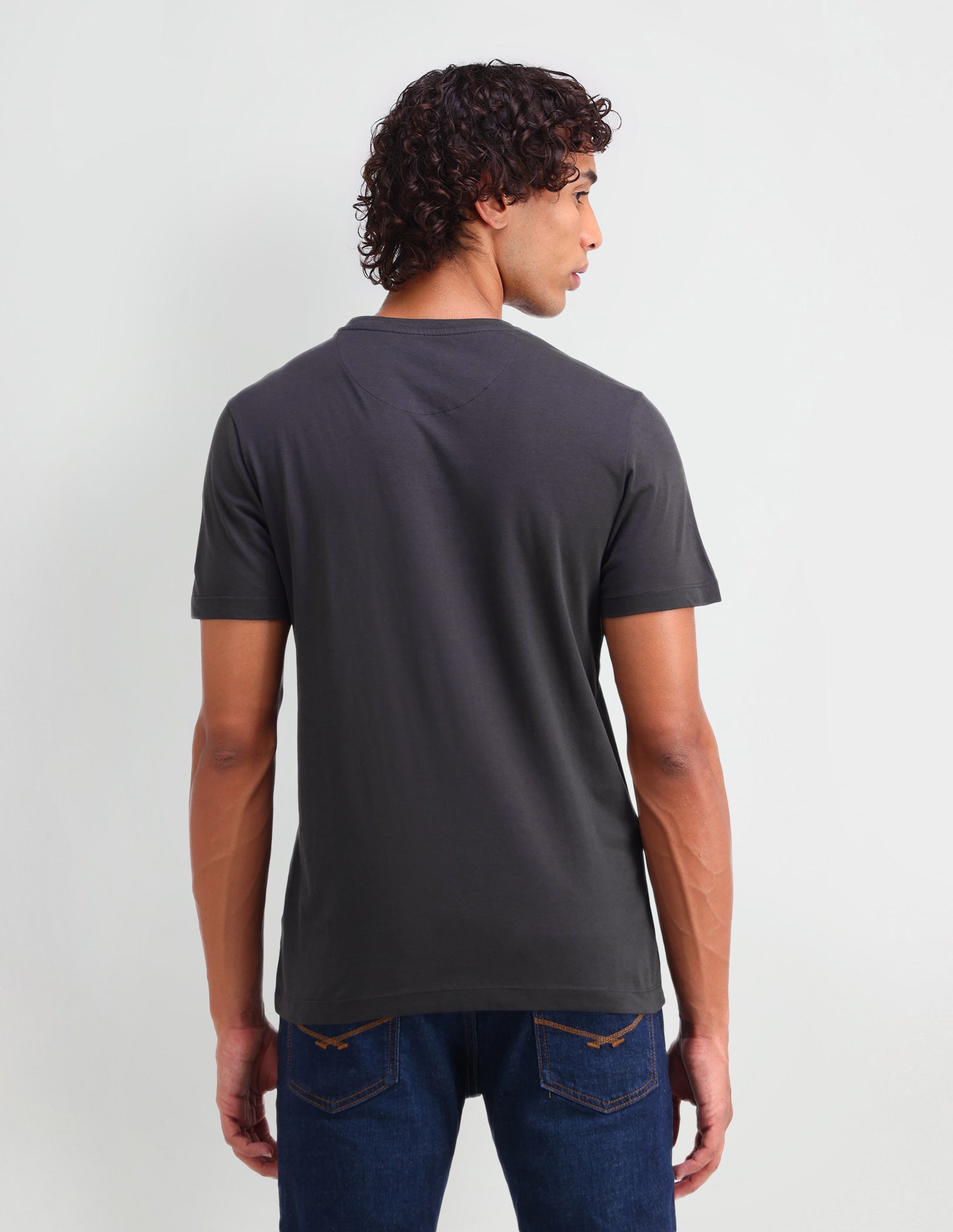 Brand Printed Cotton T-Shirt Dark Grey - U.S. Polo Assn. India | Large