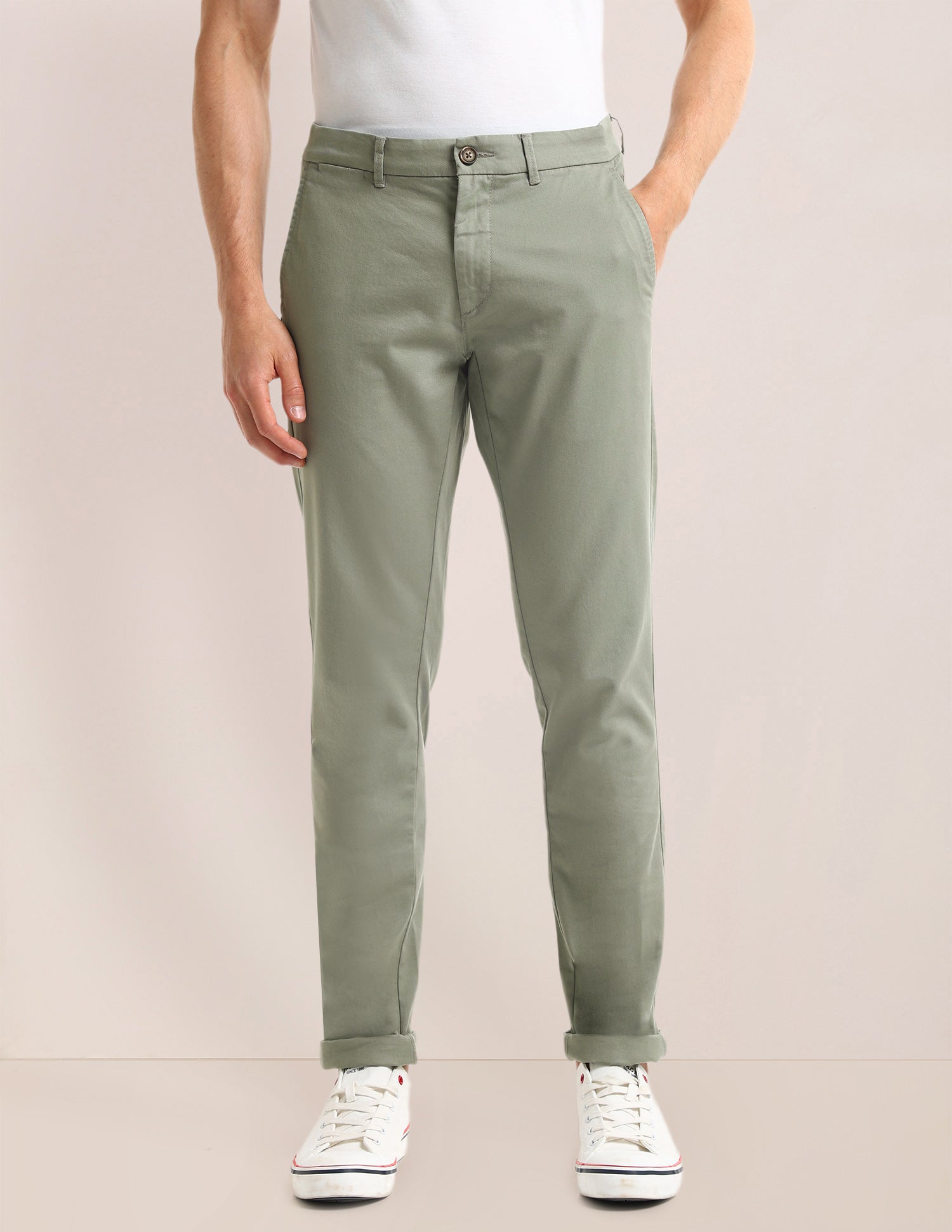 Denver Slim Fit Twill Trousers Light-Green - U.S. POLO ASSN. | Large