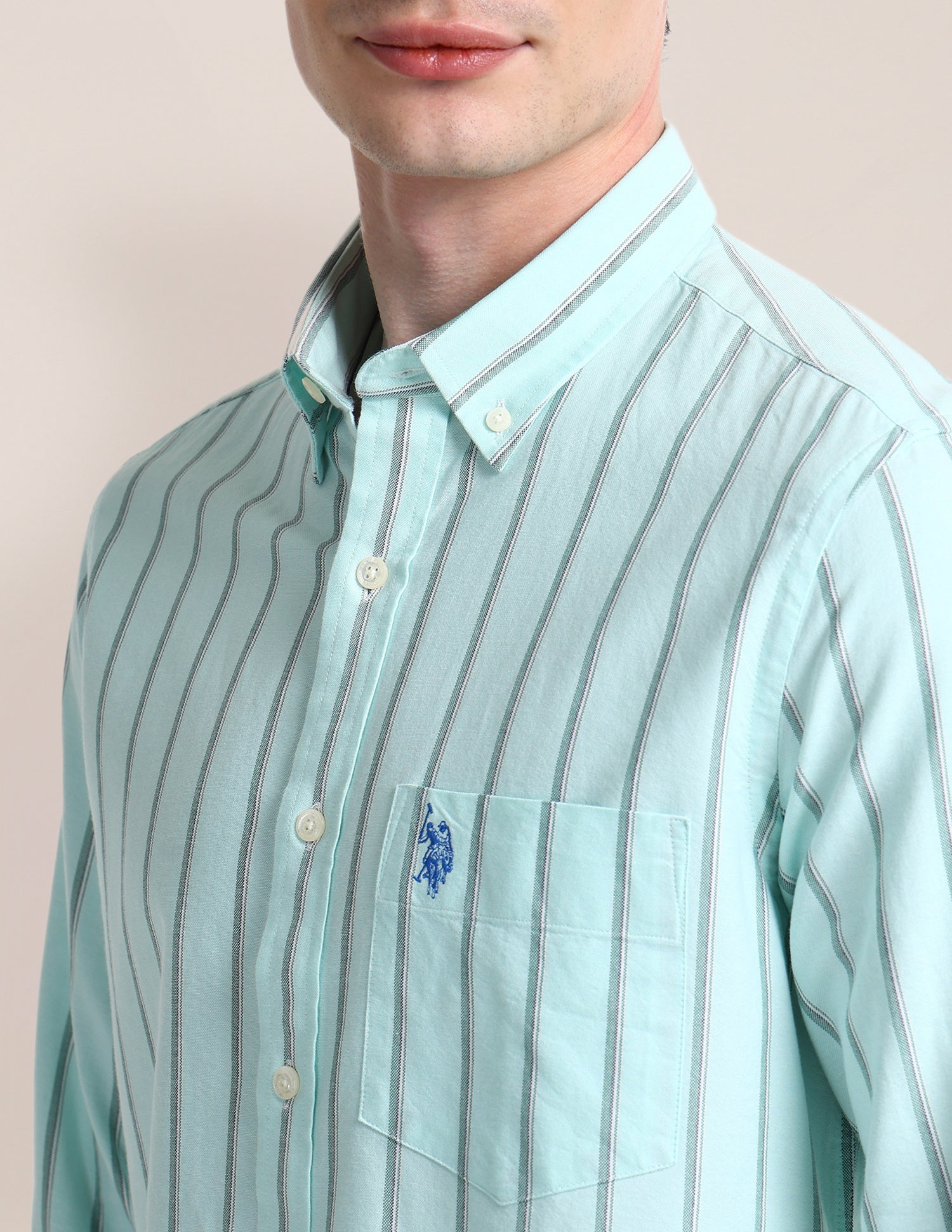 Vertical Striped Regular Fit Shirt Aquamarine - U.S. POLO ASSN. | Large