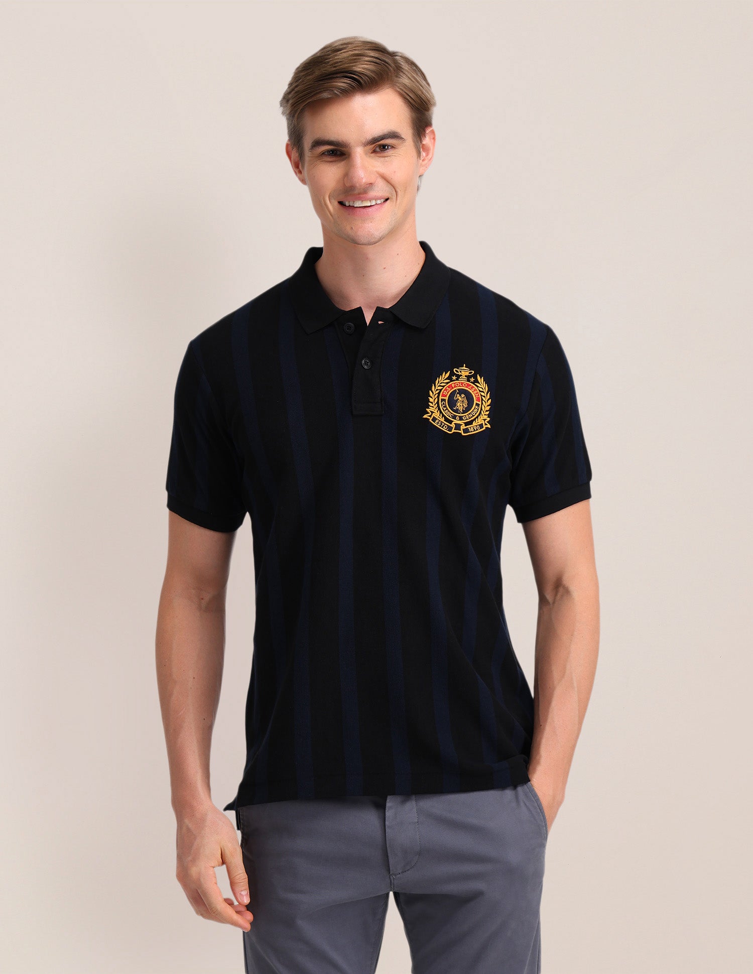 Solid Slim Fit Polo Shirt Navy - U.S. POLO ASSN. | Large