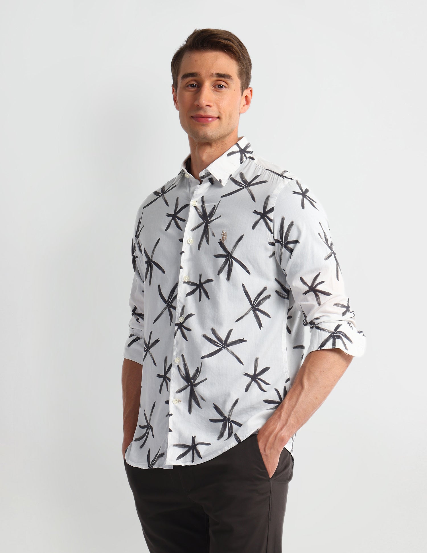 Abstract Slim Fit Shirt White - U.S. Polo Assn. India | Large