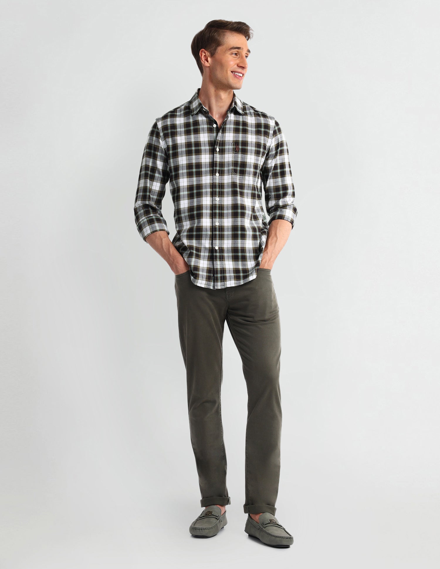 Plaid Checked Slim Fit Shirt Dark-Brown - U.S. Polo Assn. India | Large