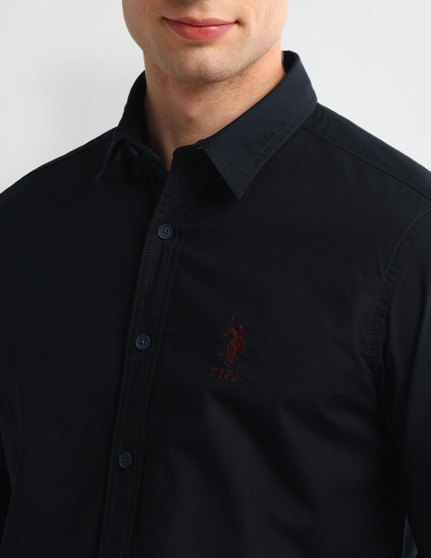 Solid Slim Fit Shirt Navy - U.S. Polo Assn. India | Large