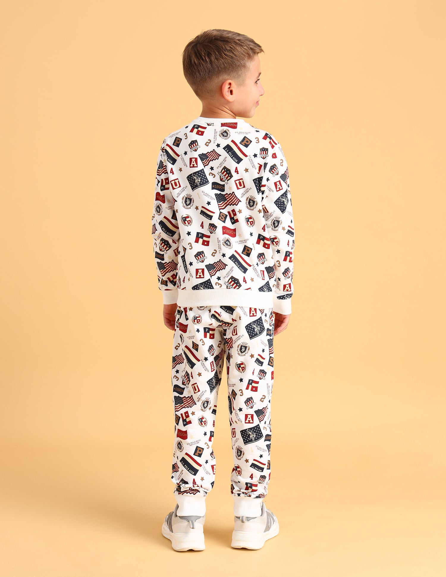 Boys Graphic Printed Cotton Sweatshirt Ivory - U.S. POLO ASSN. | Large