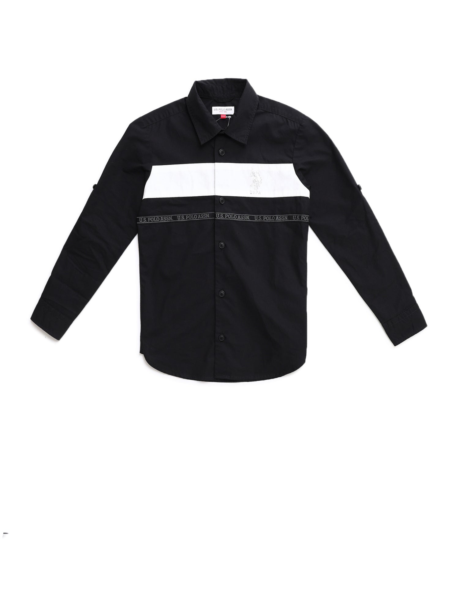 Boys Regular Fit Colour Blocked Shirt Black - U.S. POLO ASSN. | Large