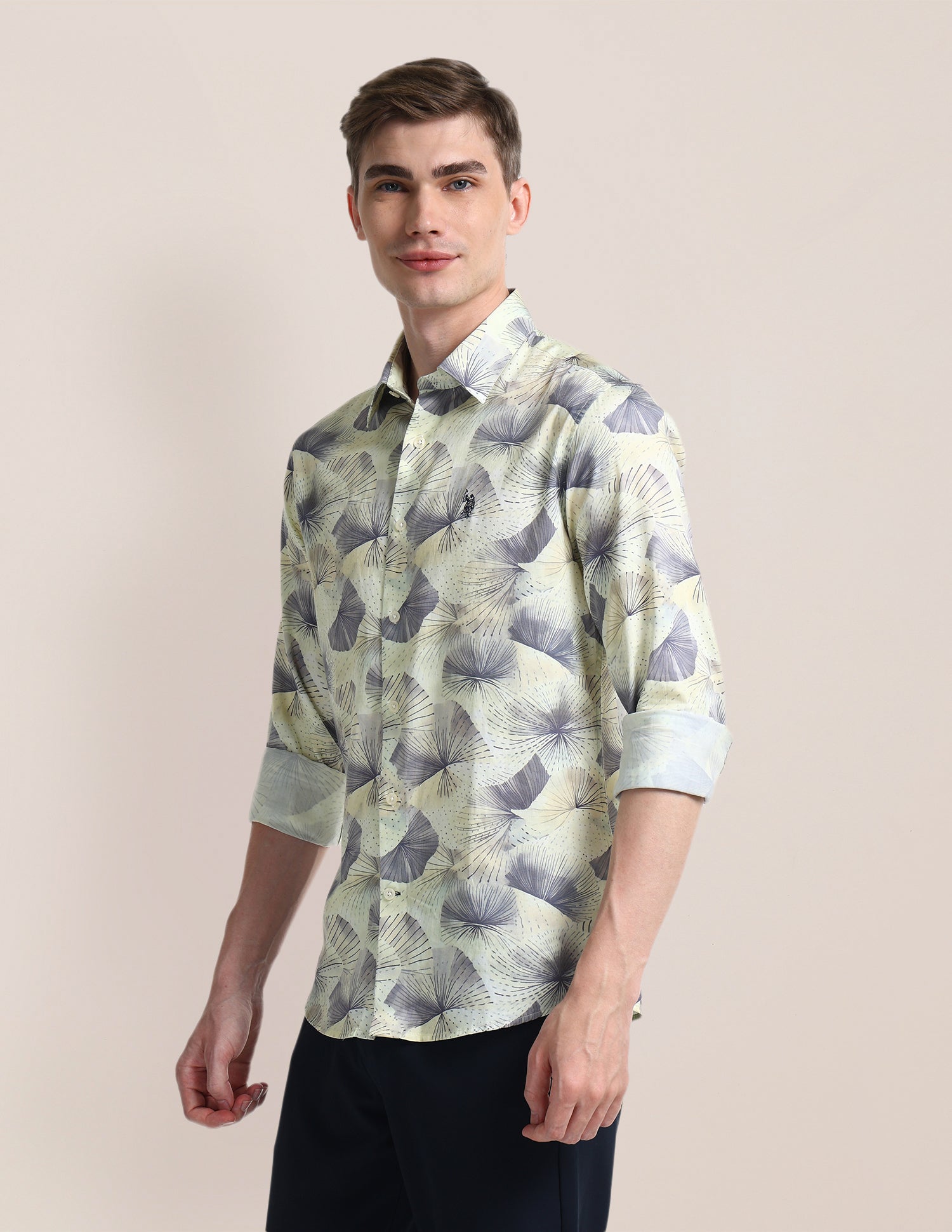 All-over Regular Fit Shirt Light Green - U.S. POLO ASSN. | Large