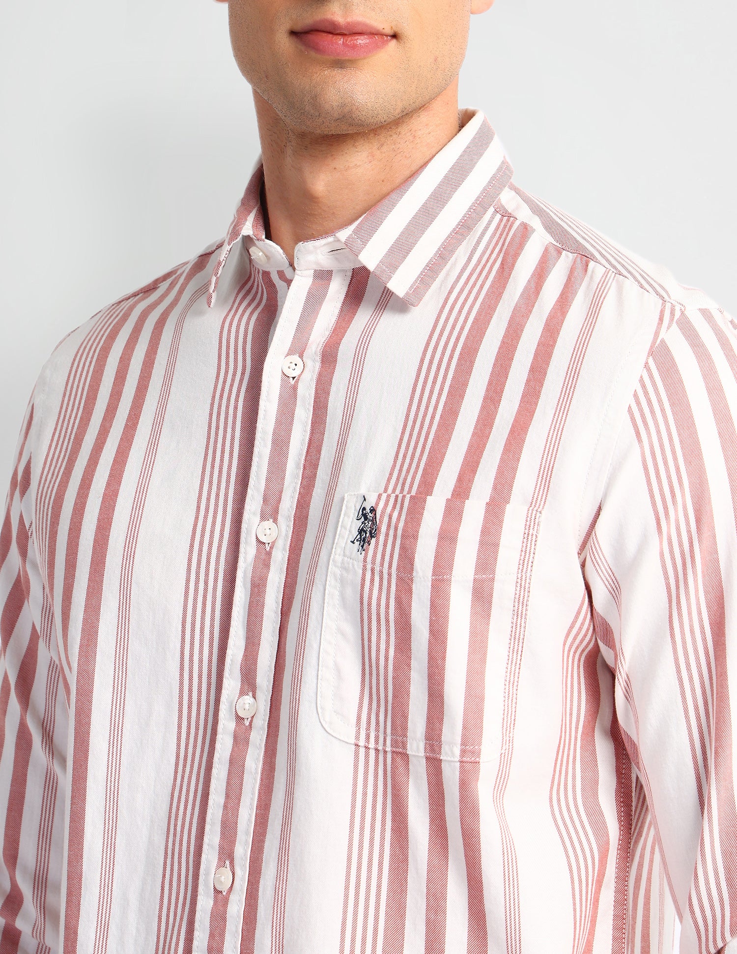 Vertical Striped Slim Fit Shirt Red - U.S. Polo Assn. India | Large